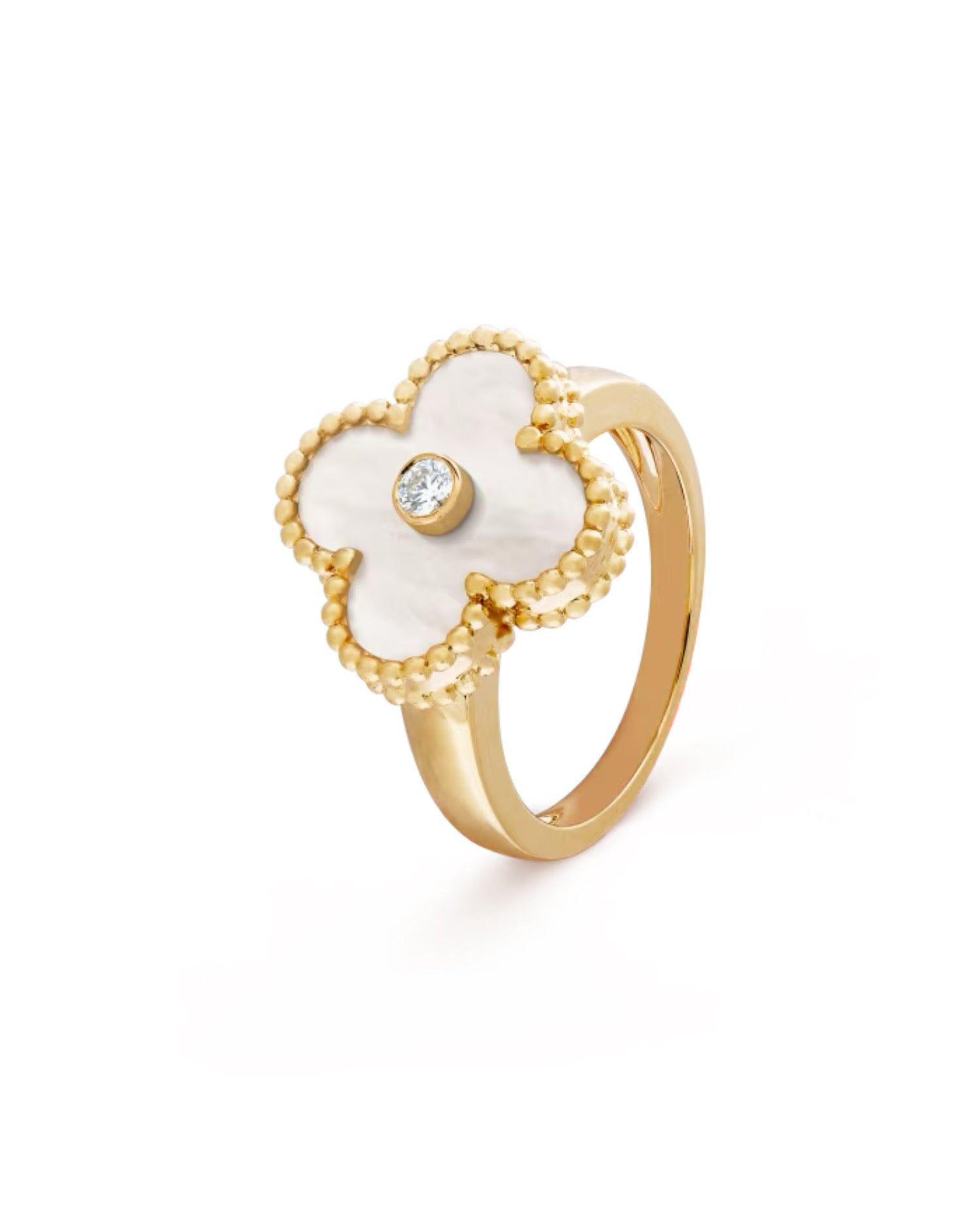 VCF Vintage Alhambra Ring, yellow gold, Diamond, Mother-of-pearl