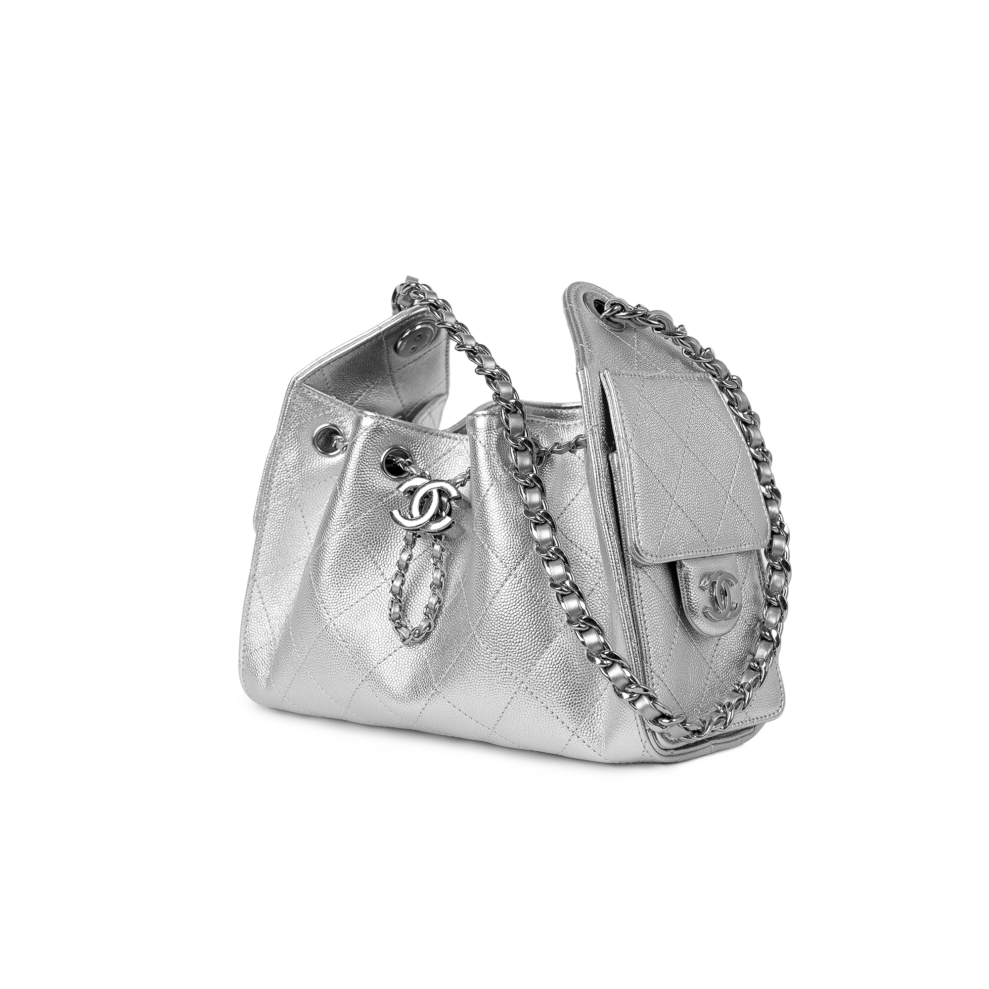 حقيبة شانيل 25 ميني فضية