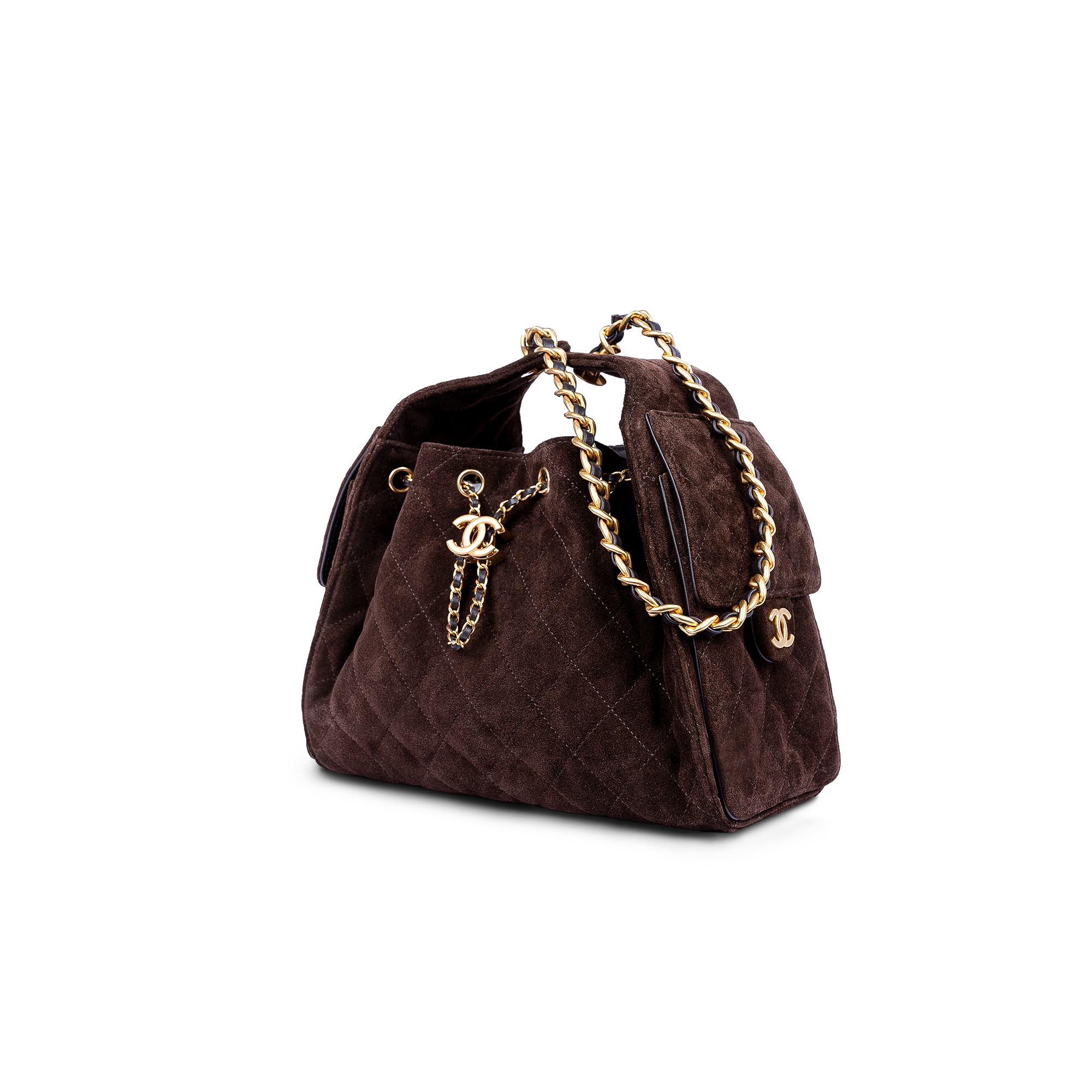 حقيبة شانيل 25 سمول سويدي بني غامق