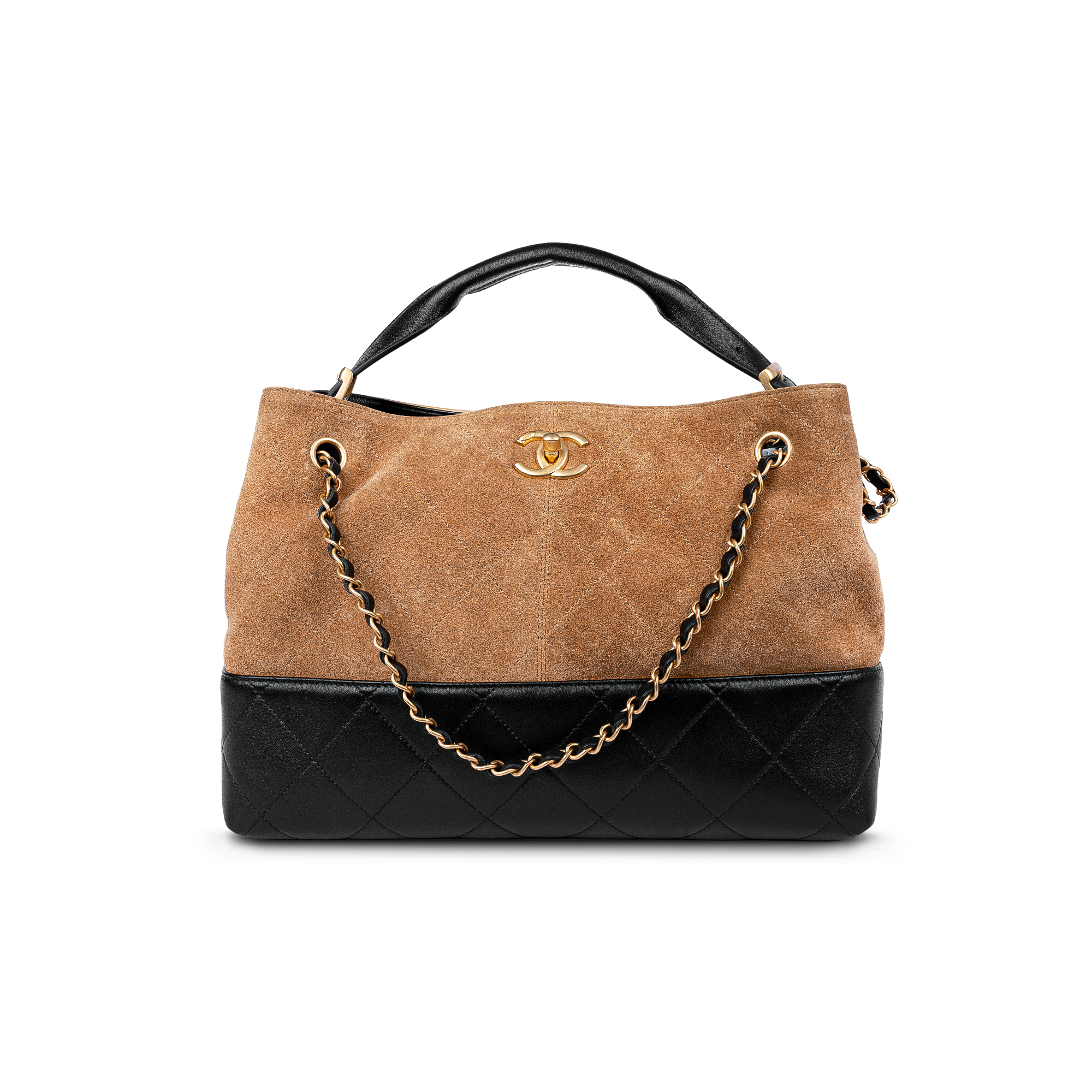 COCO Small Hobo Bag Brown Suede And Black Shiny
