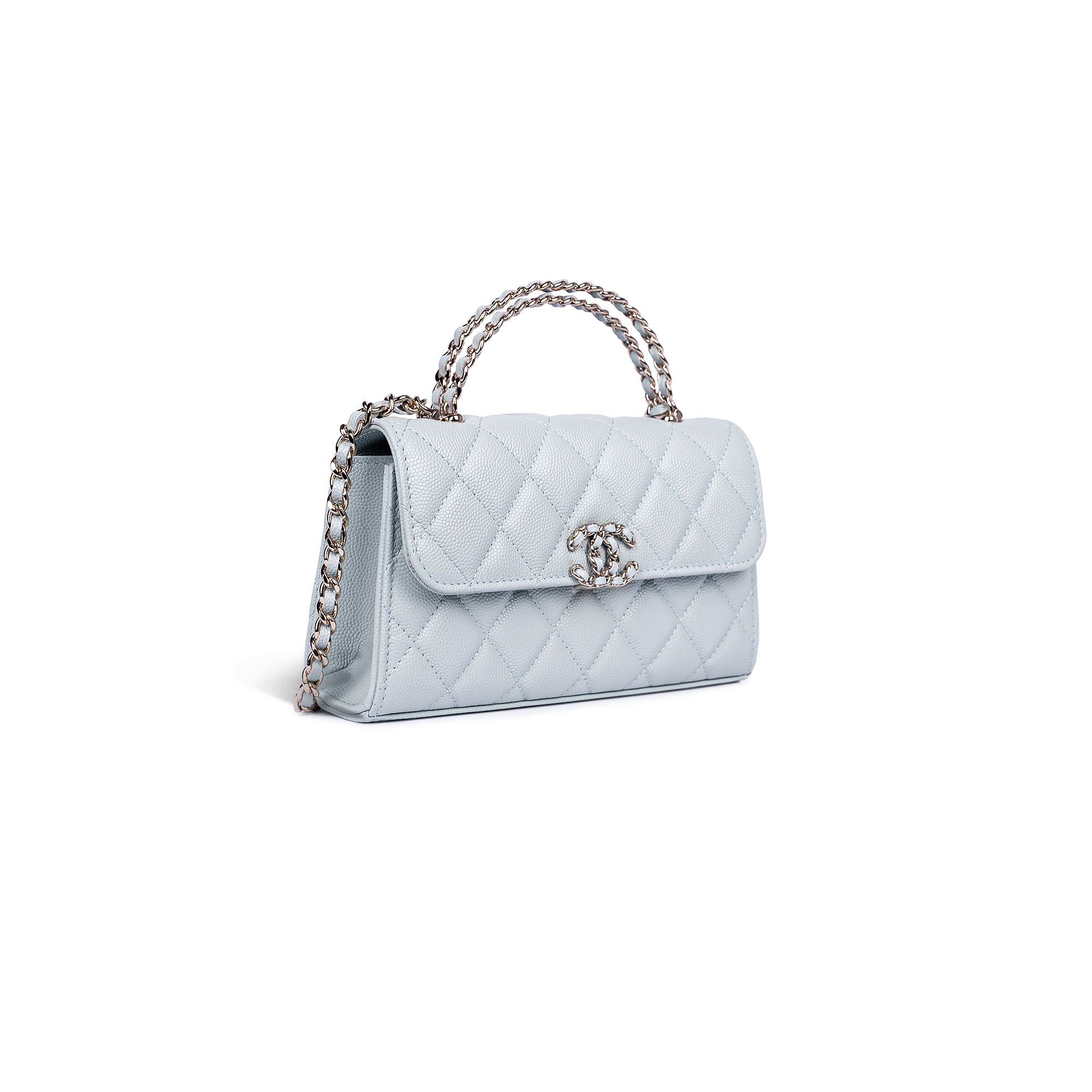 حقيبة شانيل توب هاندل أزرق فاتح