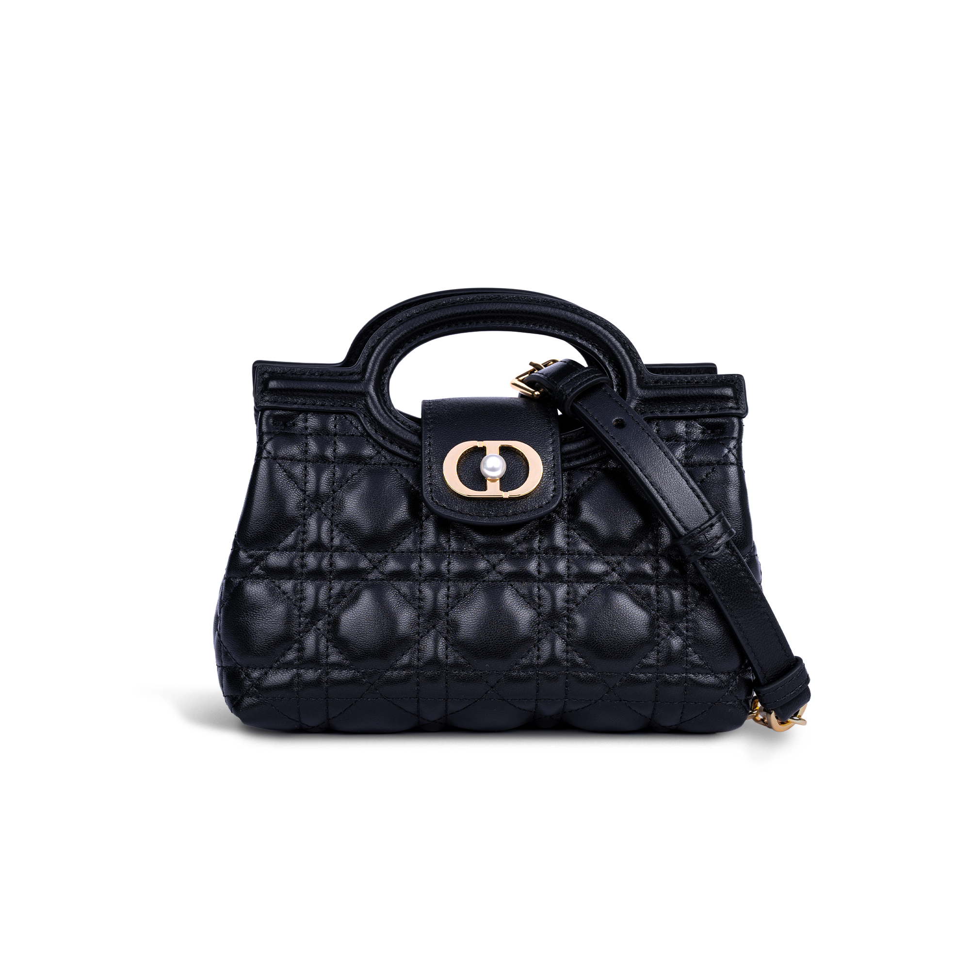 DR Jolie Top Handle Mini Bag Black Cannage Lambskin