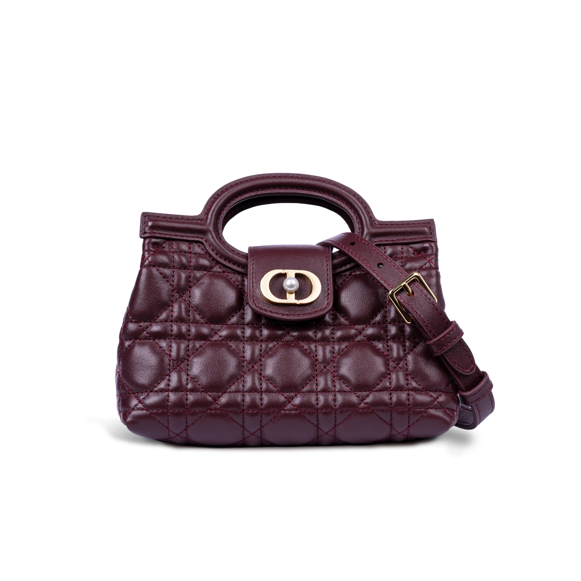 DR Jolie Top Handle Mini Bag Plum Cannage Lambskin