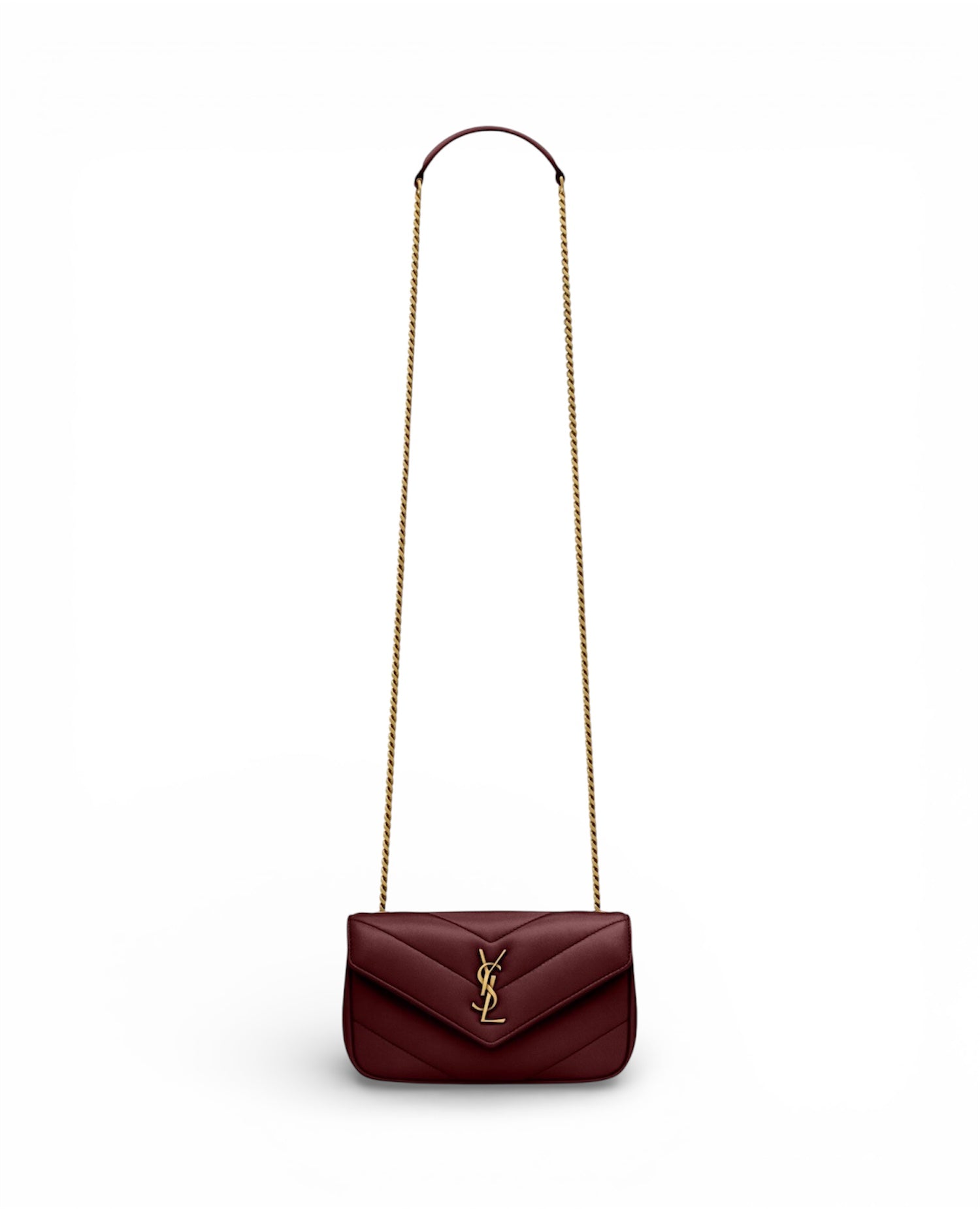 حقيبة سان لوران لولو ميني جلد حمل أحمر