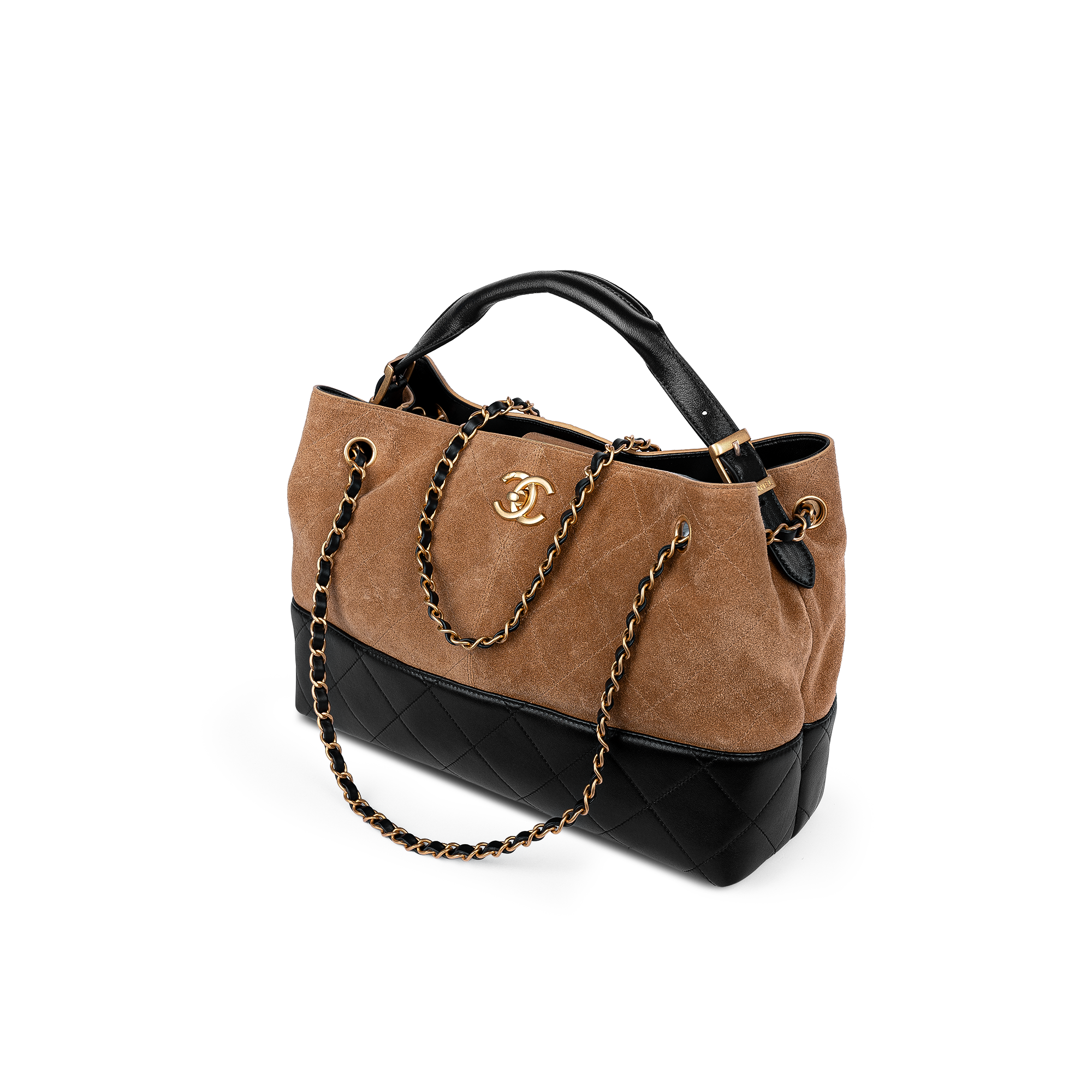 COCO Small Hobo Bag Brown Suede And Black Shiny