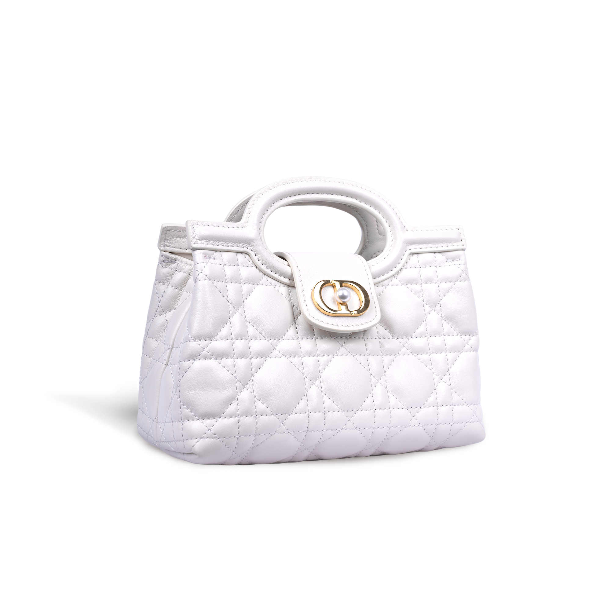 DR Jolie Top Handle Mini Bag Latte Cannage Lambskin