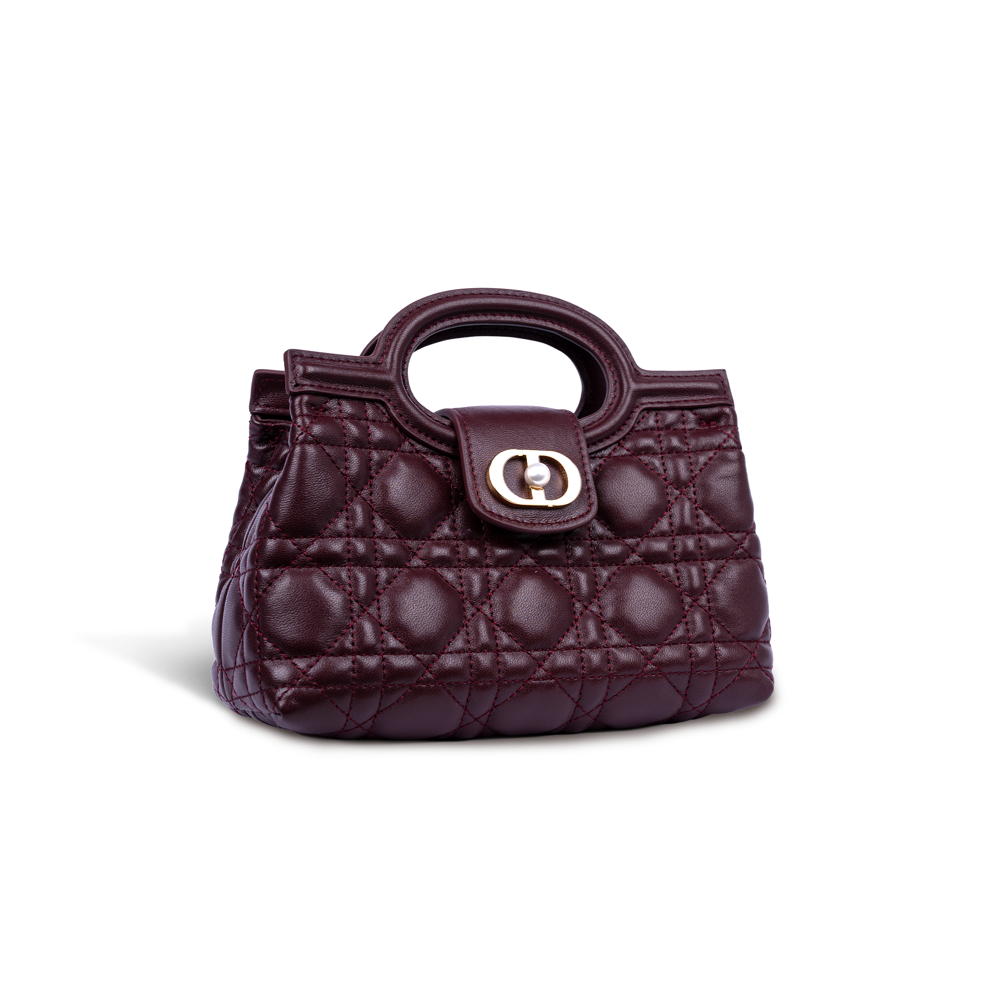 DR Jolie Top Handle Mini Bag Plum Cannage Lambskin