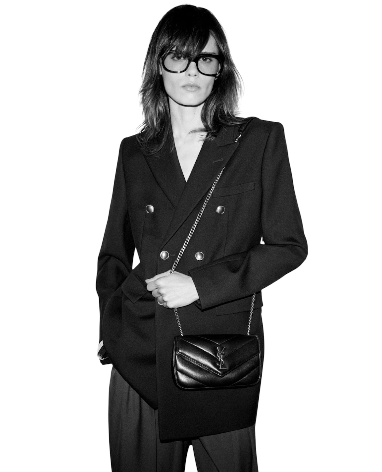 حقيبة سان لوران لولو ميني جلد حمل أحمر