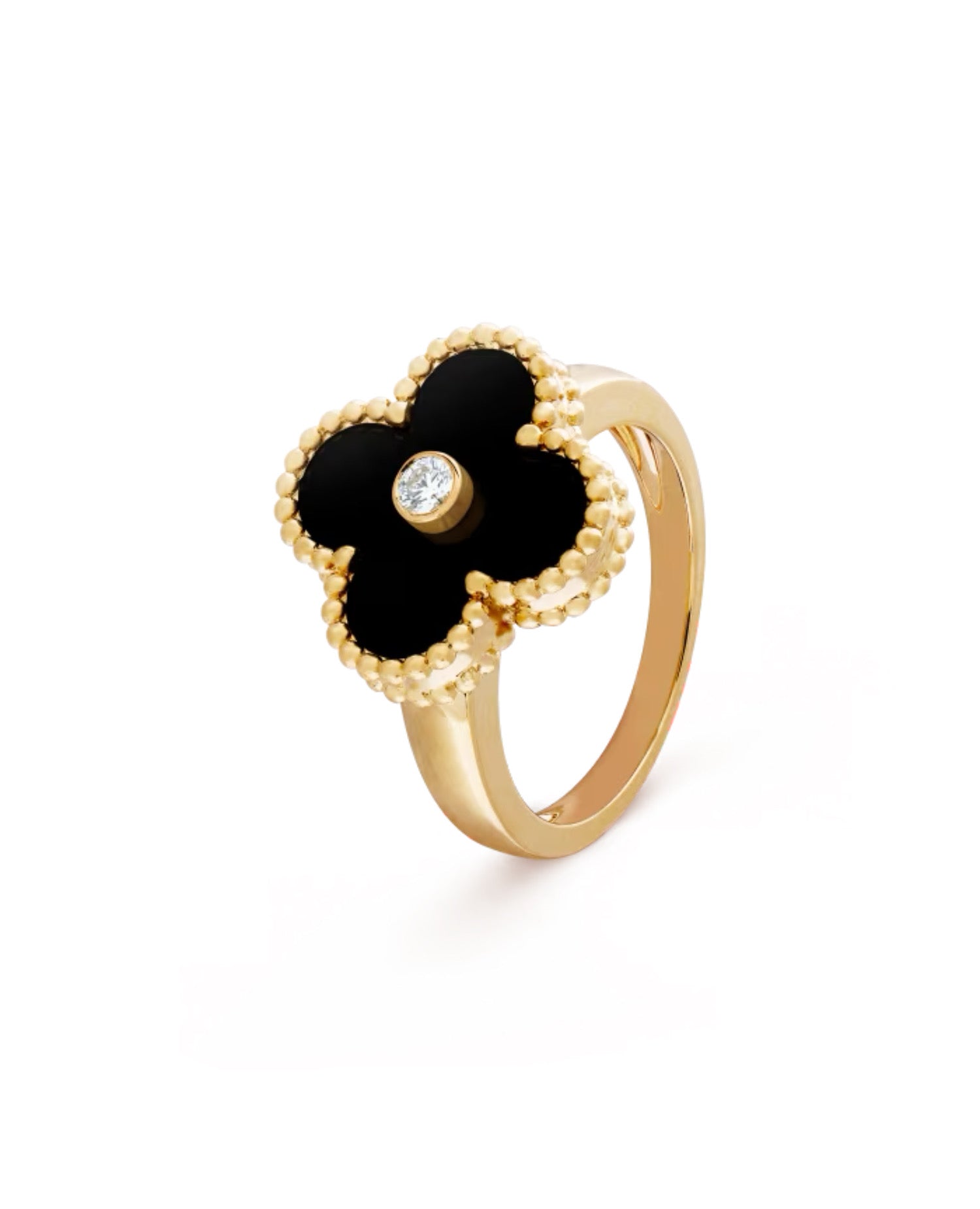 VCF Vintage Alhambra Ring, yellow gold, Diamond, Onyx