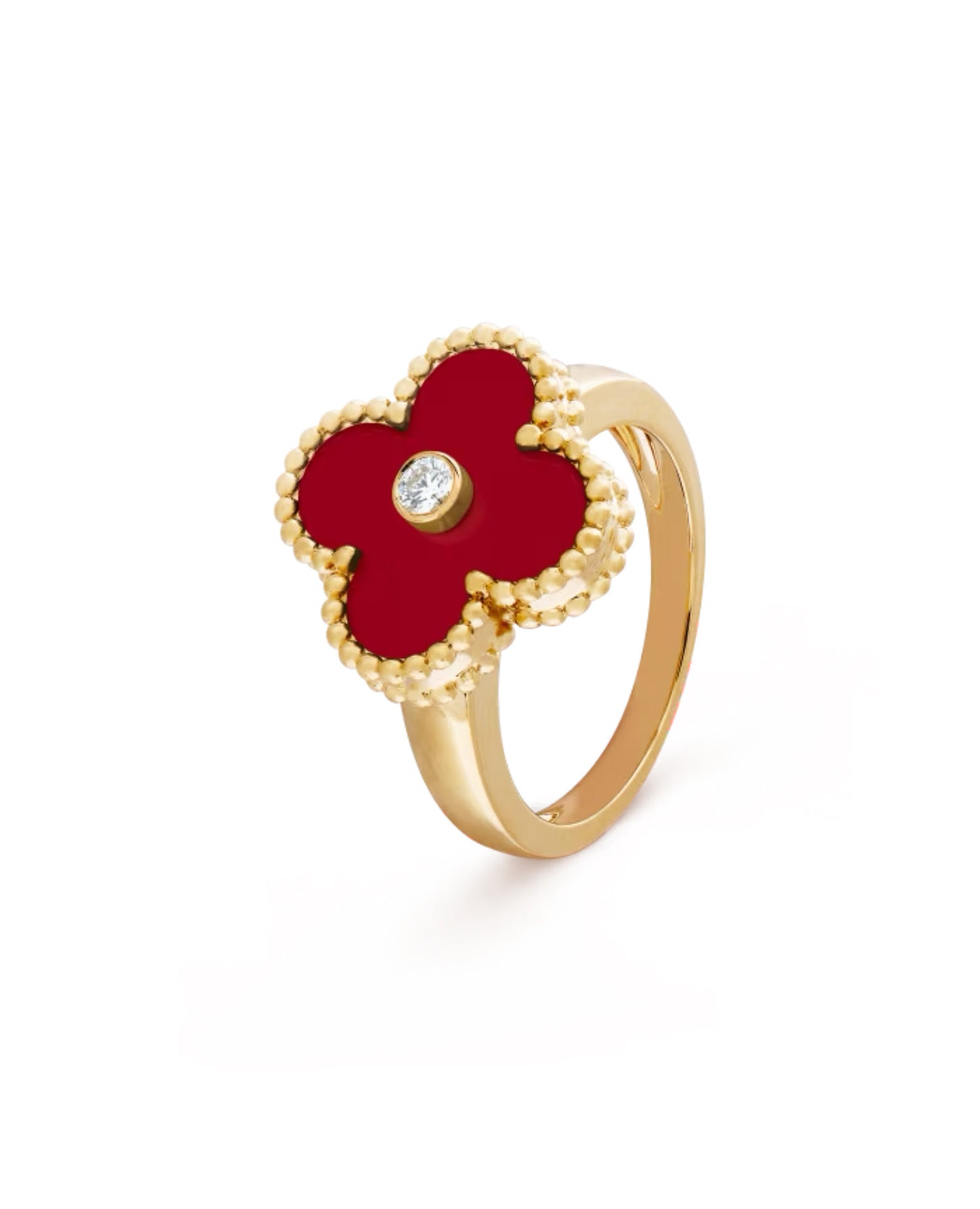 VCF Vintage Alhambra Ring, yellow gold, Carnelian, Diamond