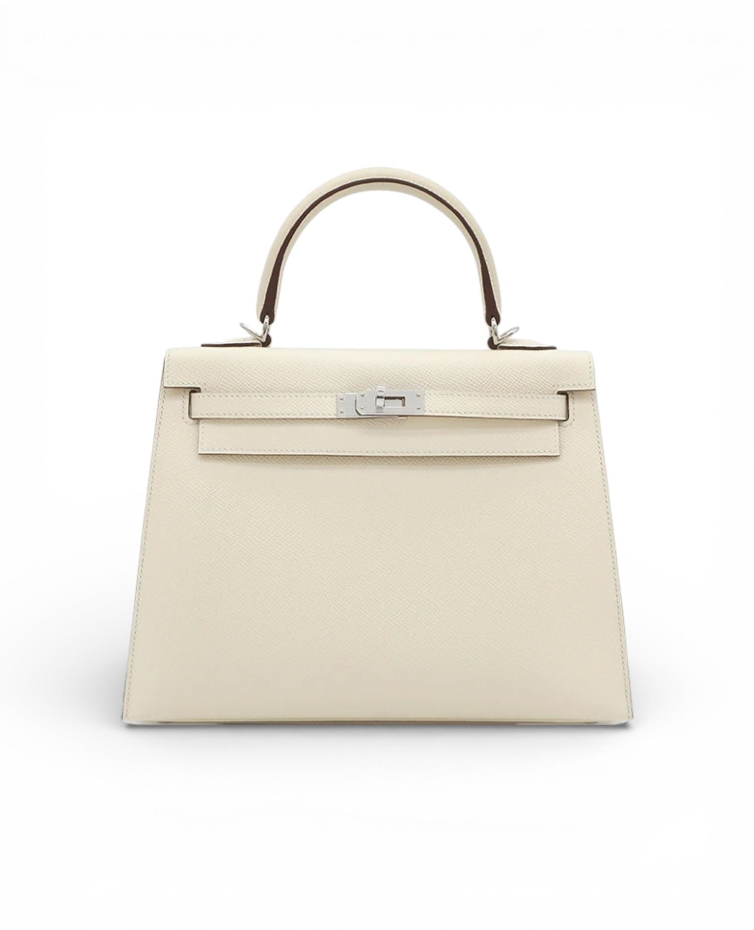 حقيبة هيرمس كيلي 25 بإطارات فضية بيج محروق