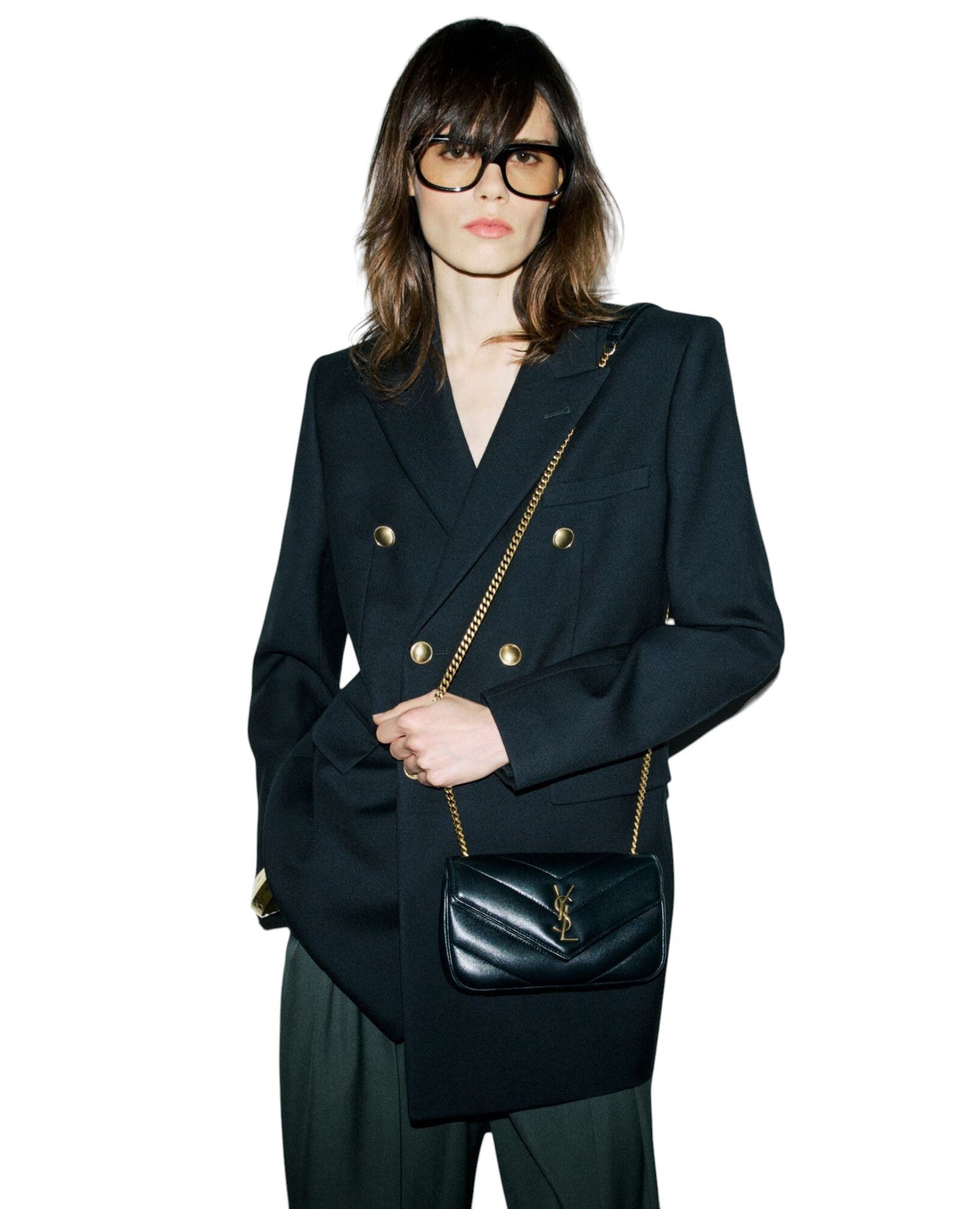 حقيبة سان لوران لولو ميني جلد أسود