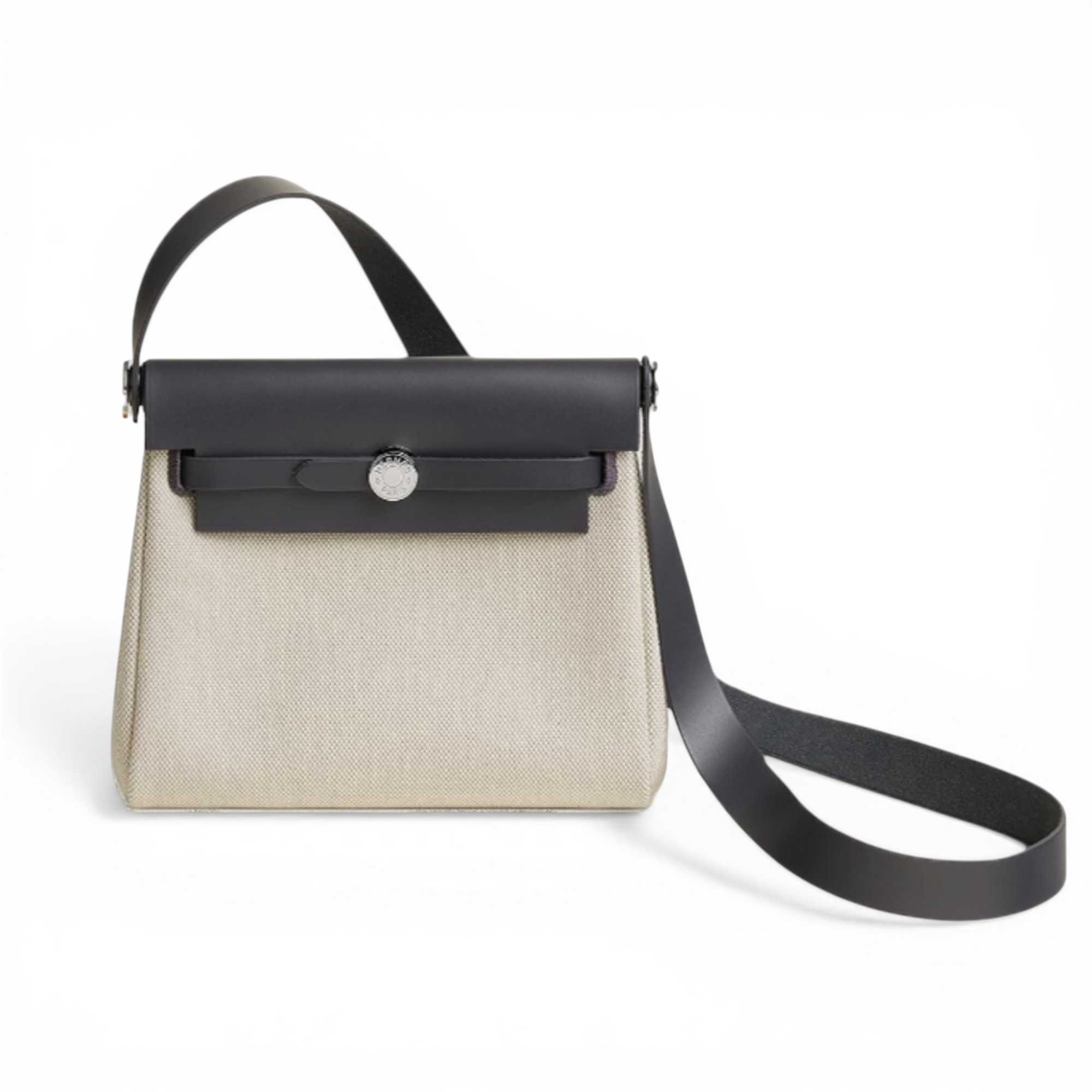 حقيبة هيرمس هيرباغ زيب 20 كريمي ورمادي داكن