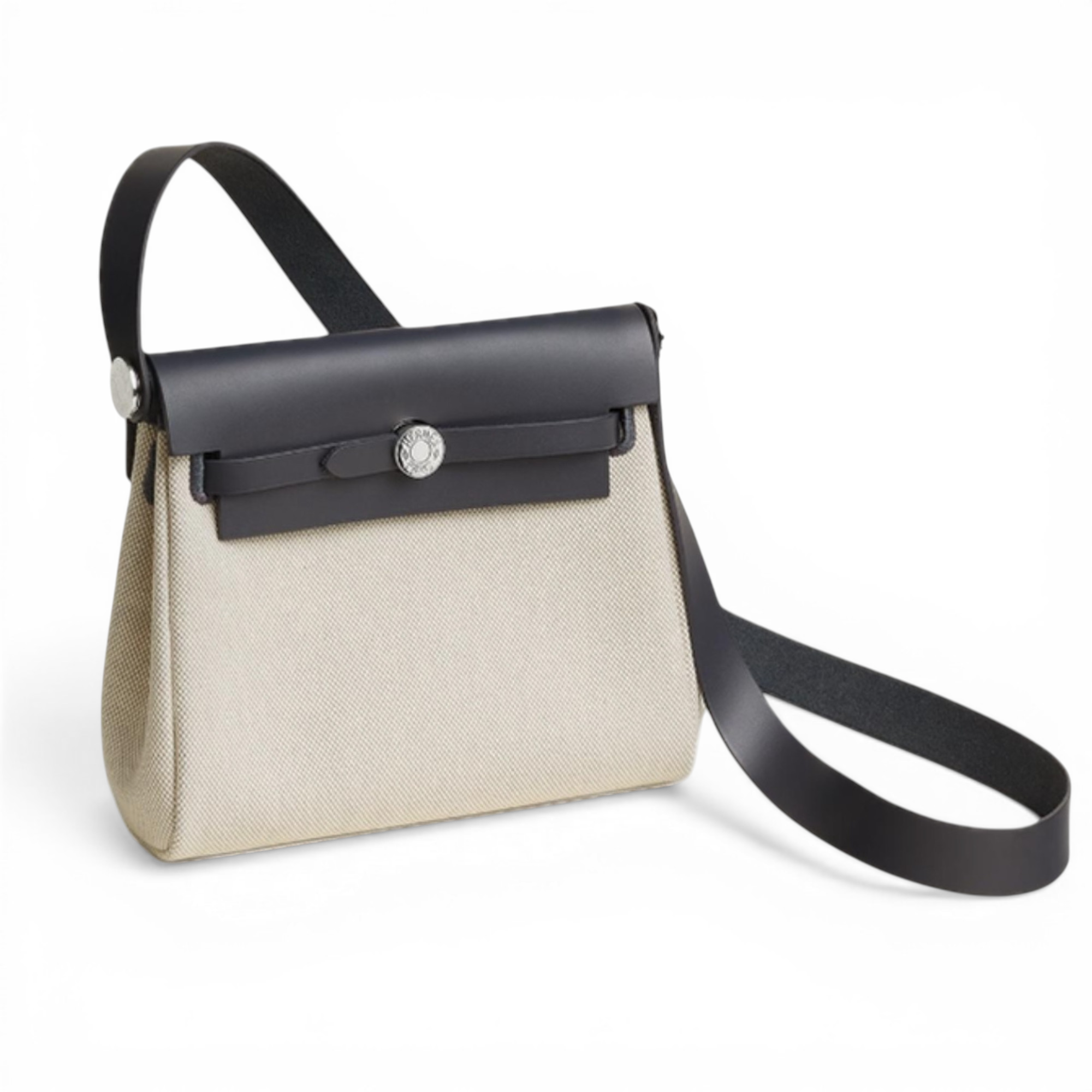 حقيبة هيرمس هيرباغ زيب 20 كريمي ورمادي داكن