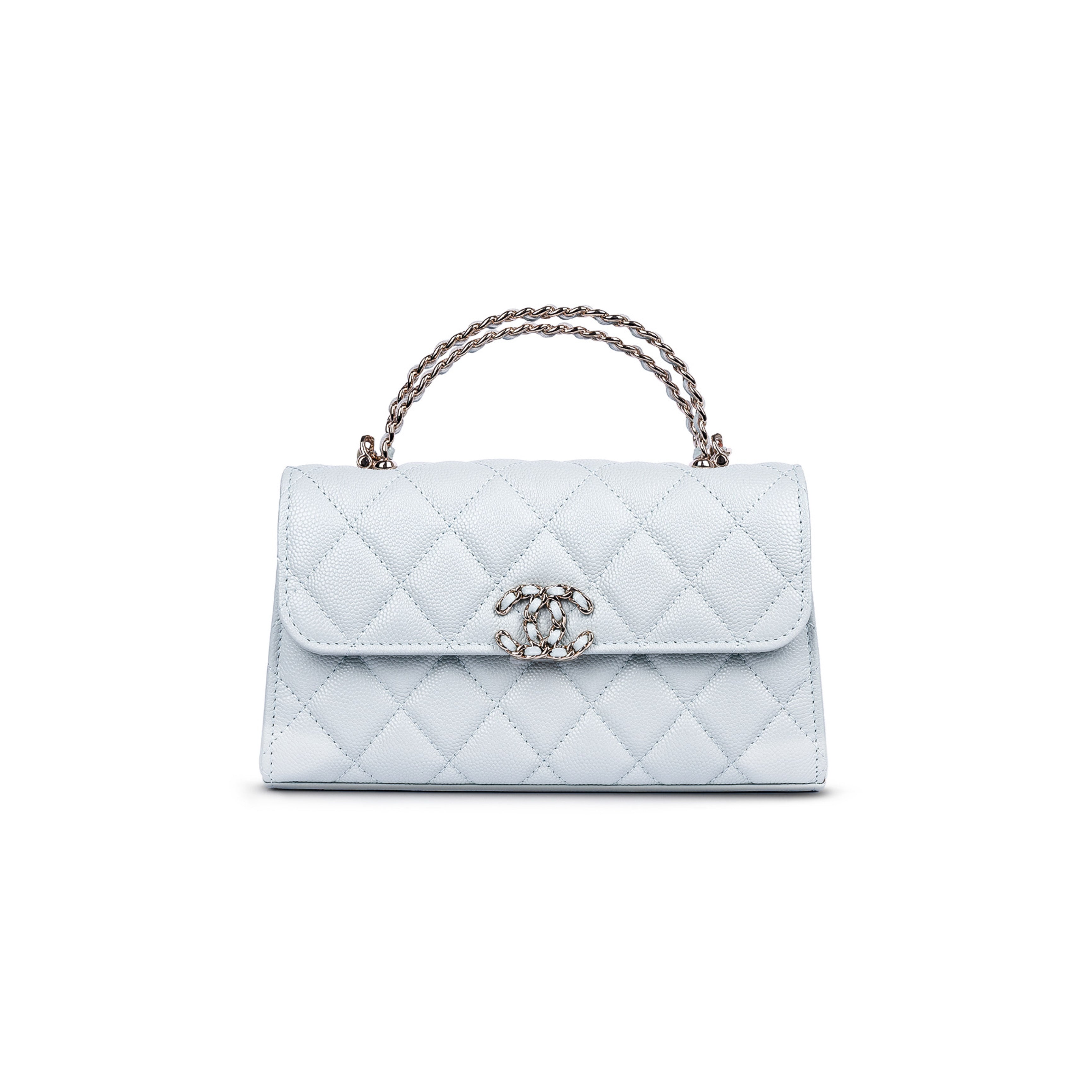 حقيبة شانيل توب هاندل أزرق فاتح