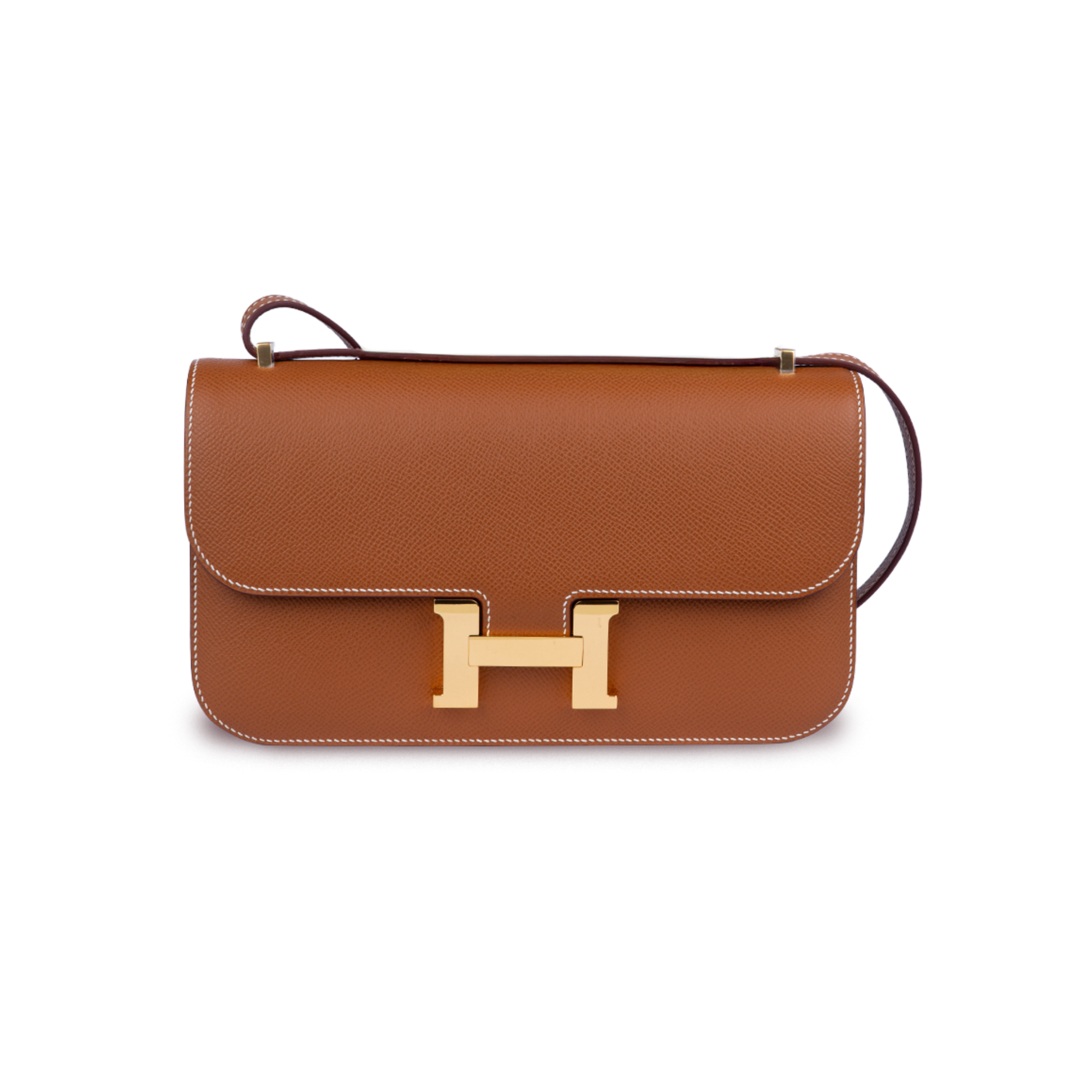 حقيبة هيرمس كونستانس إيلان بني بإطارات ذهبية