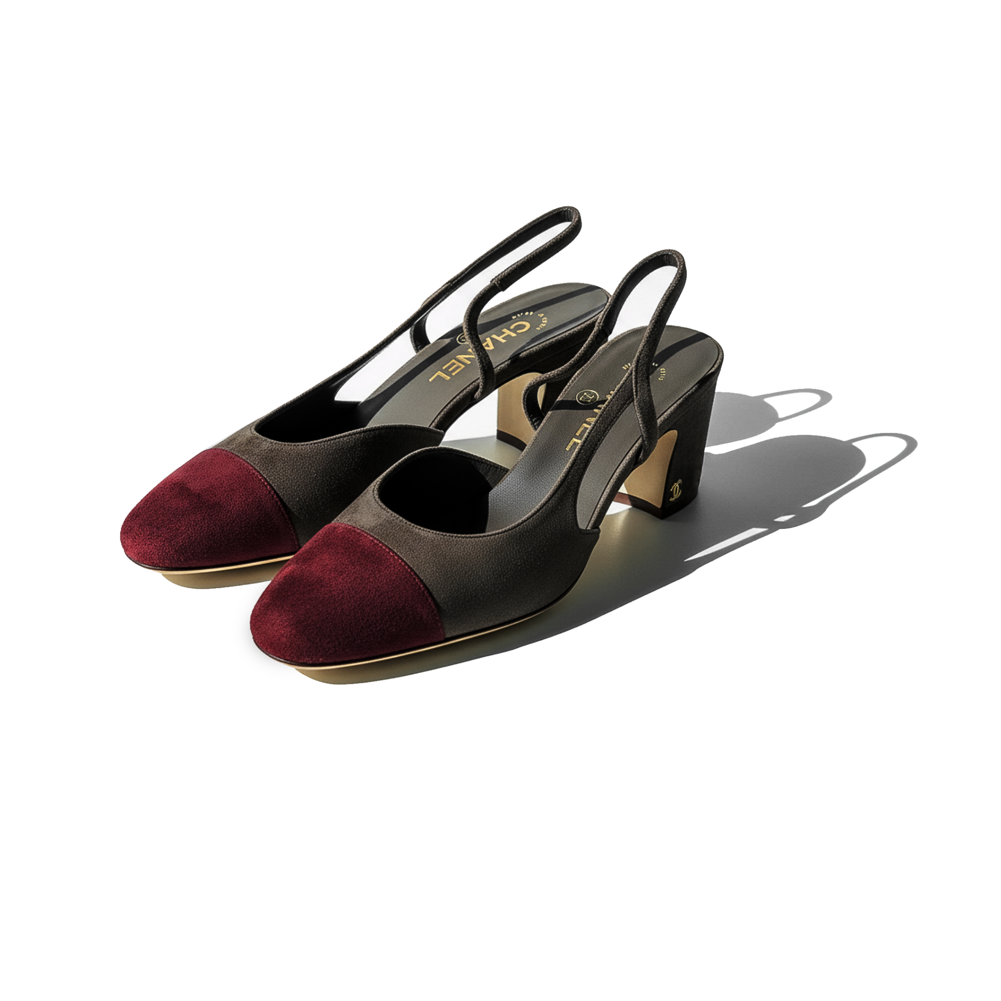 كعب شانيل سلينغباك سويدي عنابي وبني