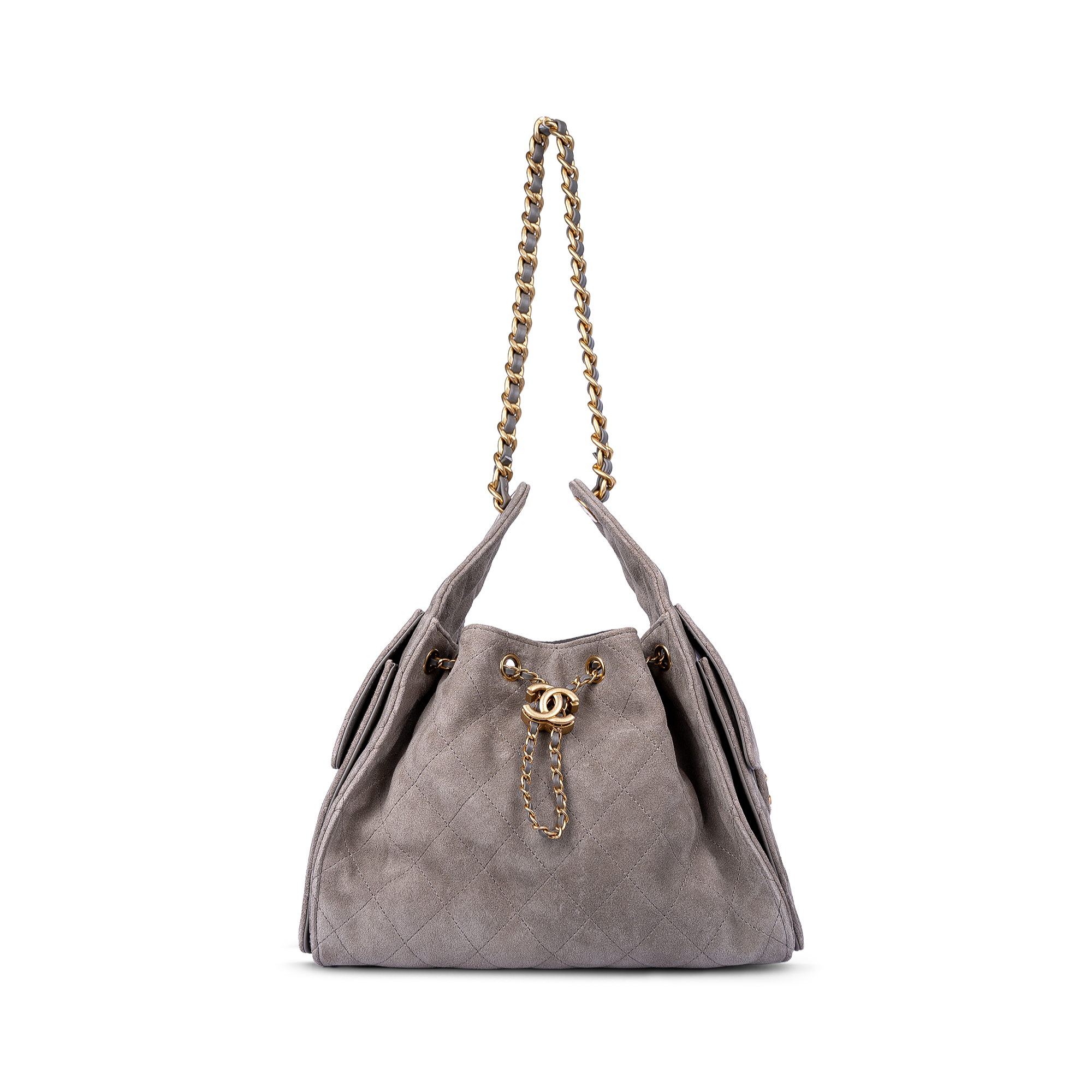 حقيبة شانيل 25 سمول سويدي رمادي غامق