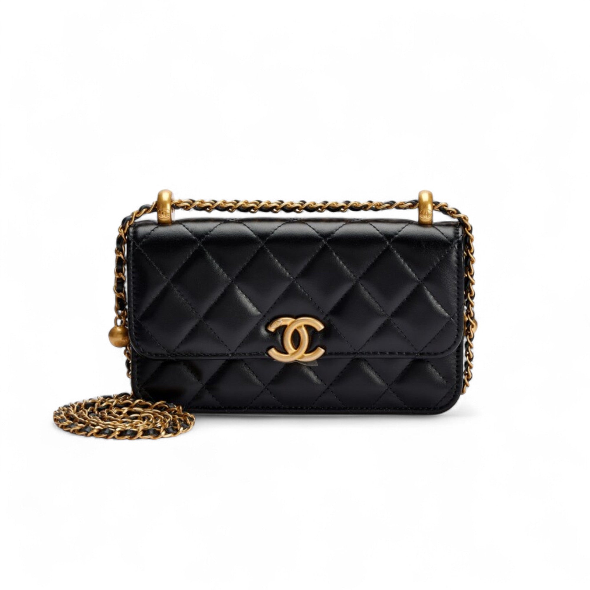 حقيبة شانيل فلاب أسود إطارات ذهبية
