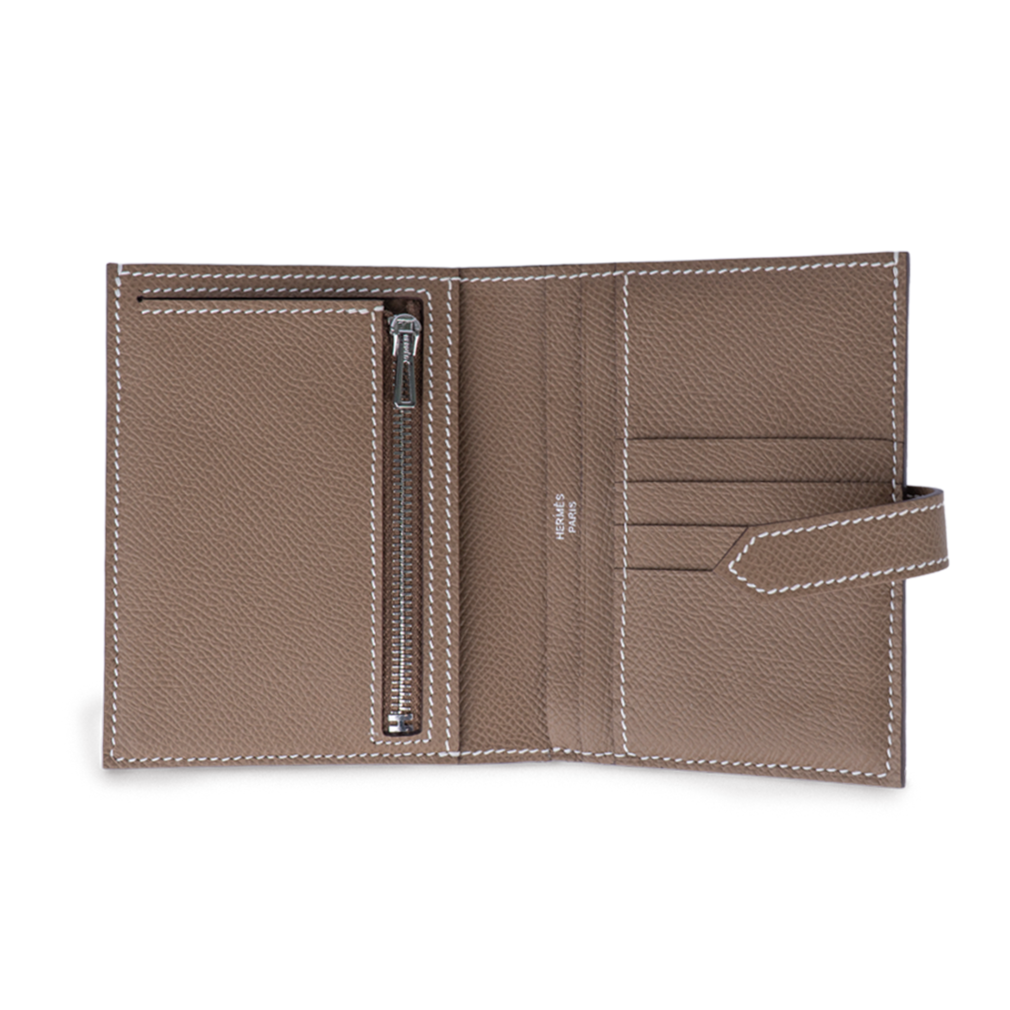 محفظة هيرمس بيرن كومباكت رمادي بني