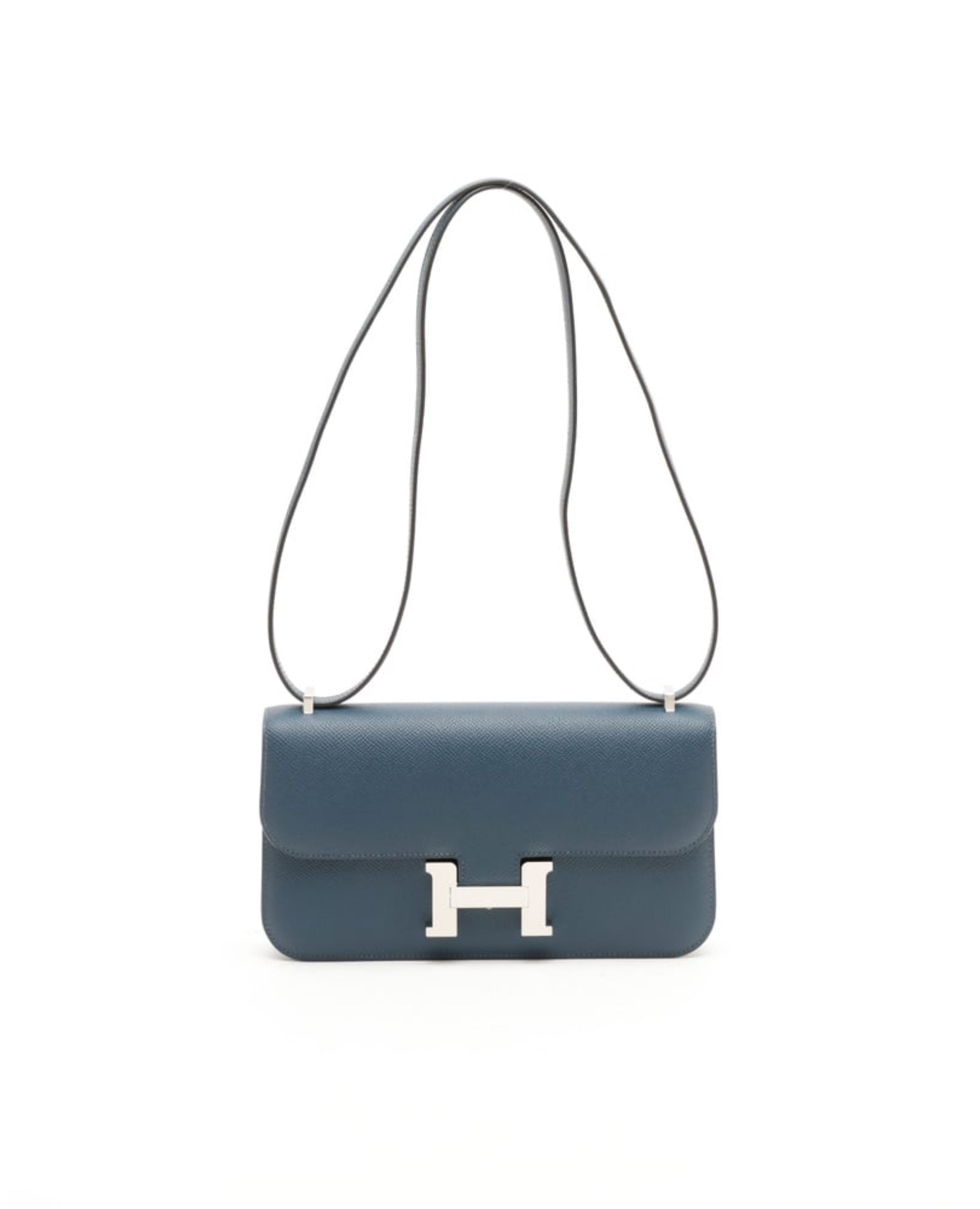 حقيبة هيرمس كونستانس إيلان أزرق غامق إطارات فضية