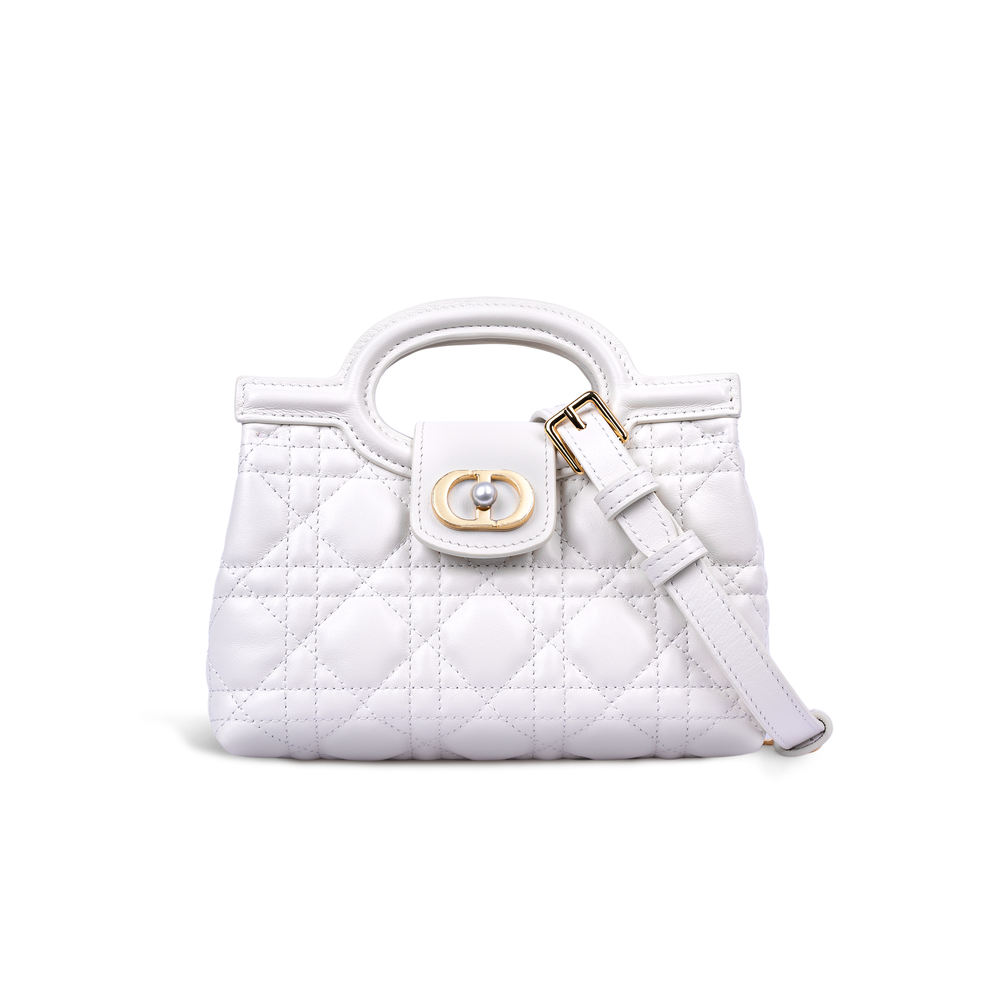 DR Jolie Top Handle Mini Bag Latte Cannage Lambskin