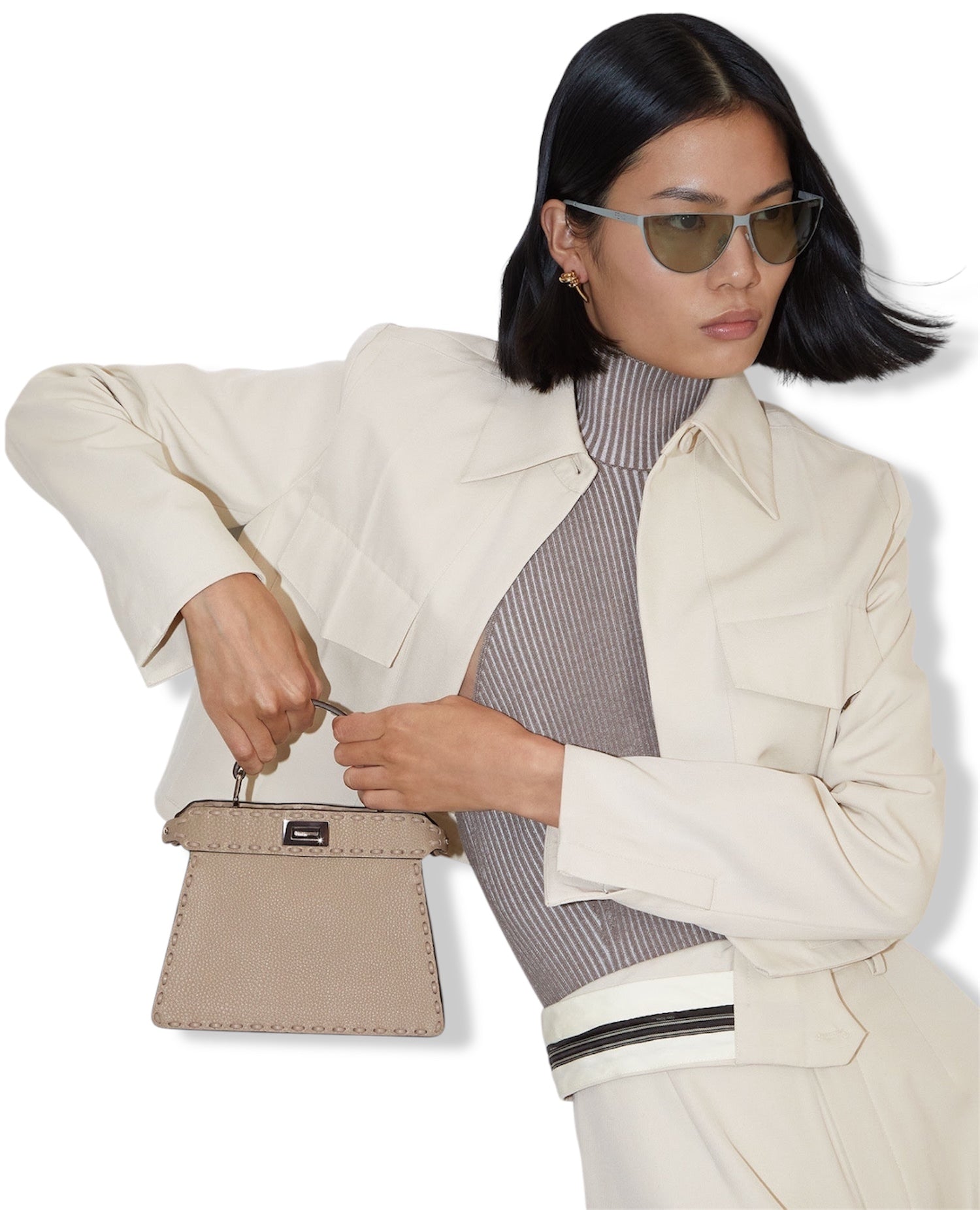 FND Peekaboo ISeeU Petite Grey Cuoio Romano Leather