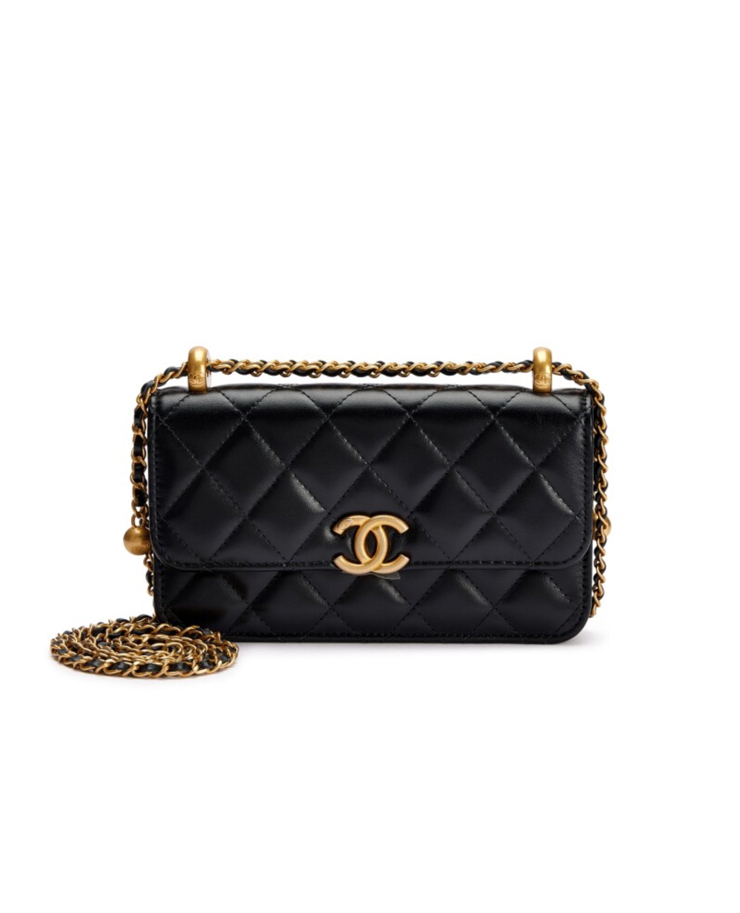 COCO Black Quilted Lambskin Flap Bag Brushed Gold Hardware