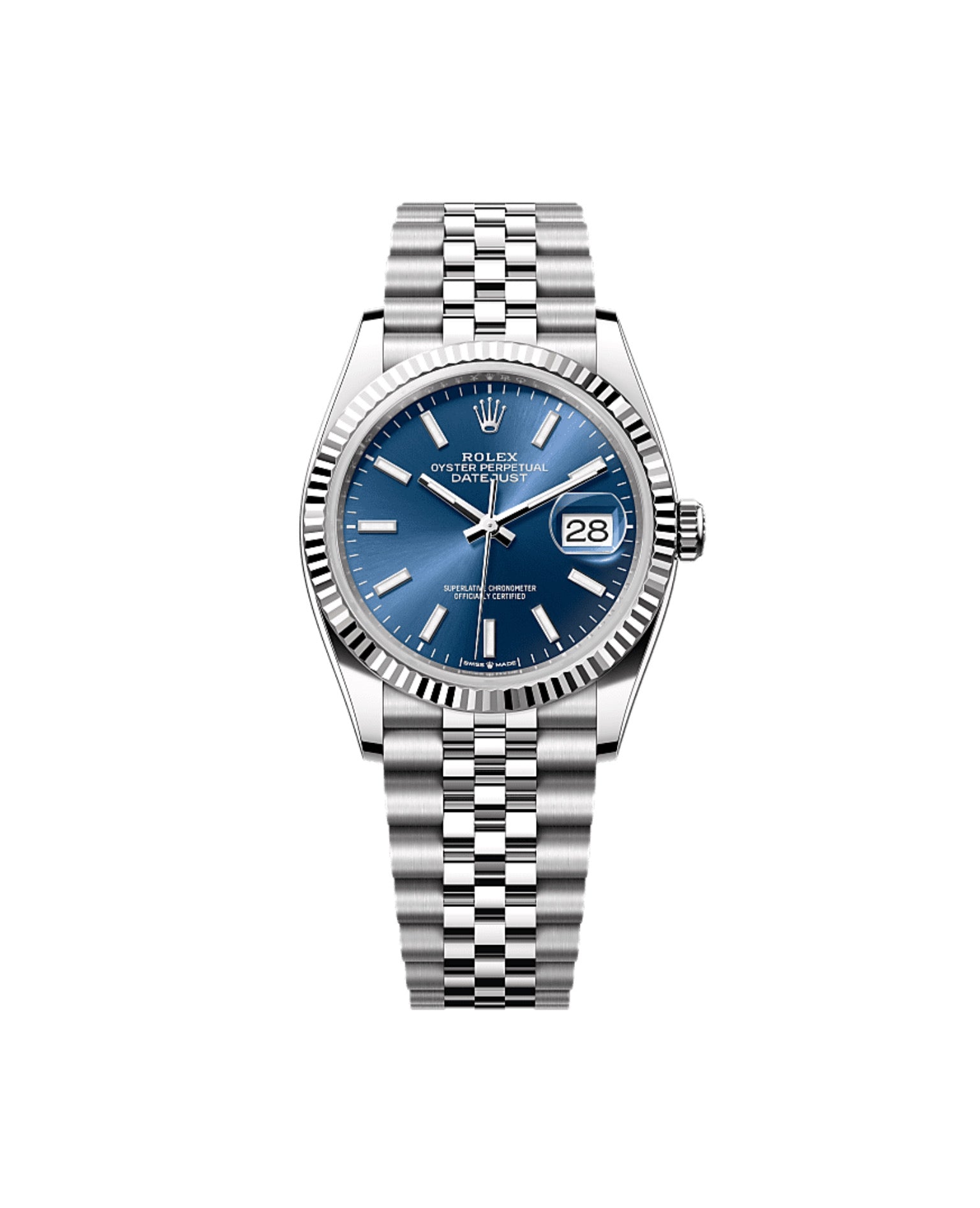 RLX Datejust 31 Oyster, 31 mm, Oystersteel, white gold, Blue Dial