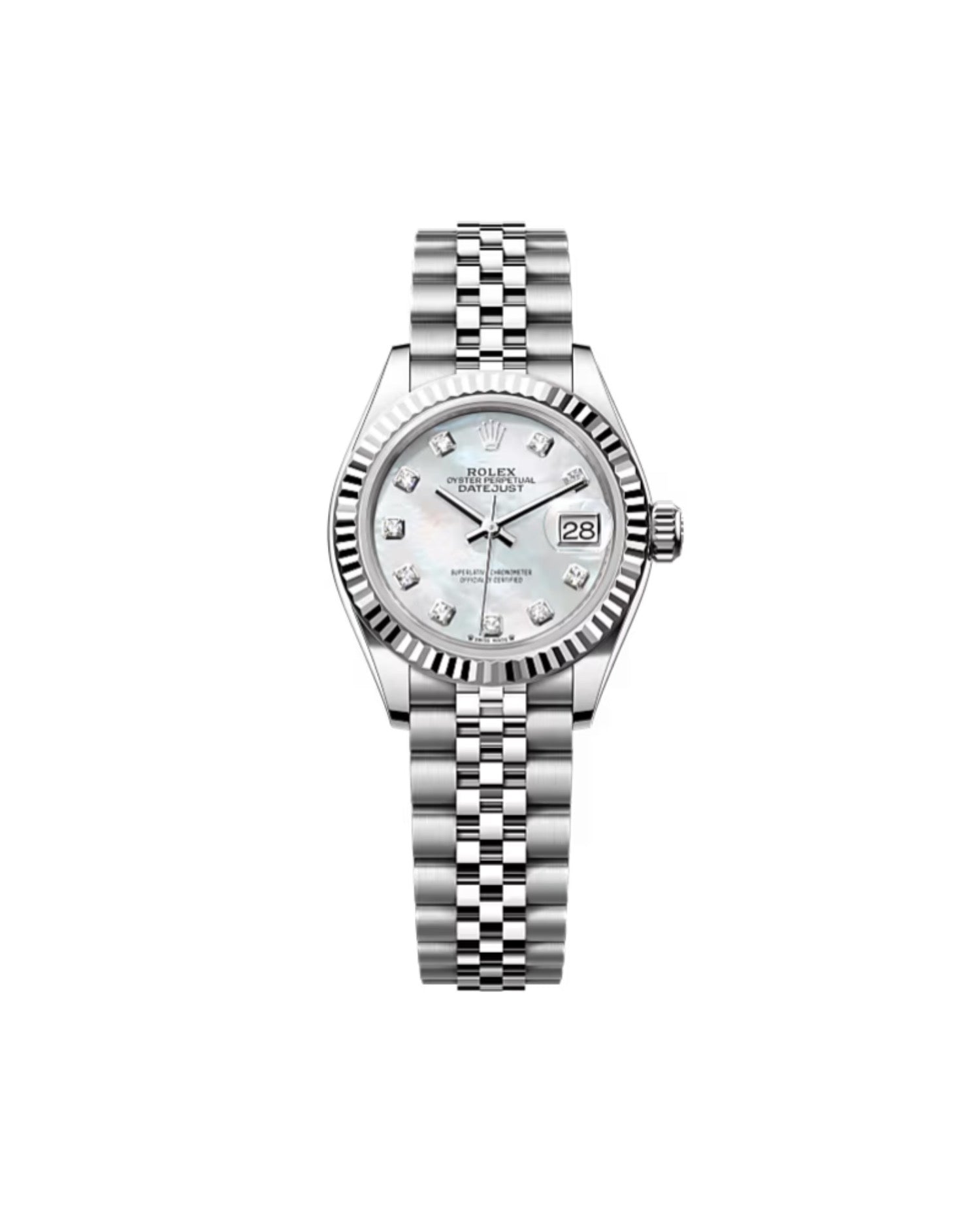 RLX Lady-Datejust Oyster, 28 mm, Oystersteel and white gold, Mother-Of-Pearl