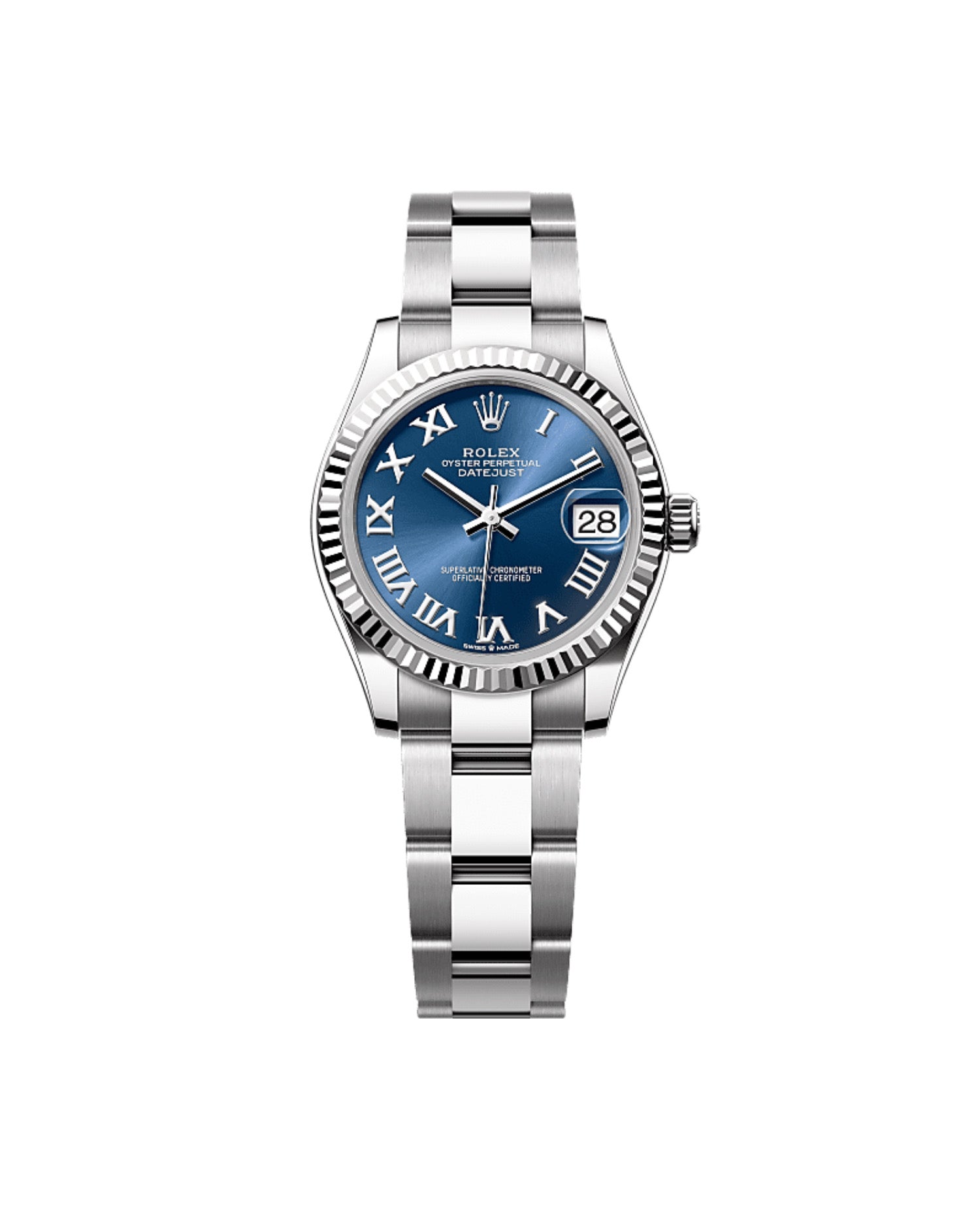 RLX Datejust 31 Oyster, 31 mm, Oystersteel and white gold Bright blue dial