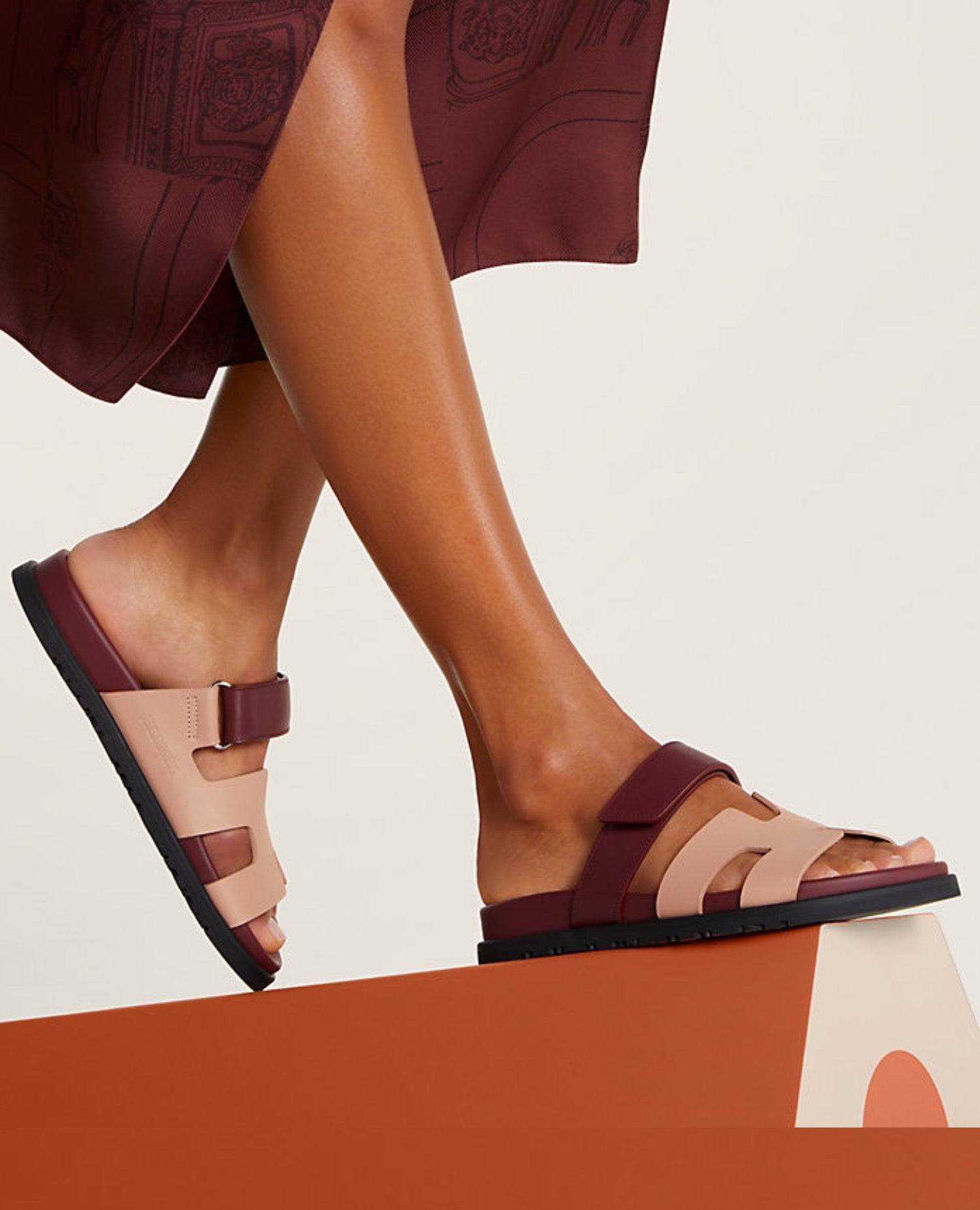 HMS Chypre Sandal Beige Perlino / Rouge H