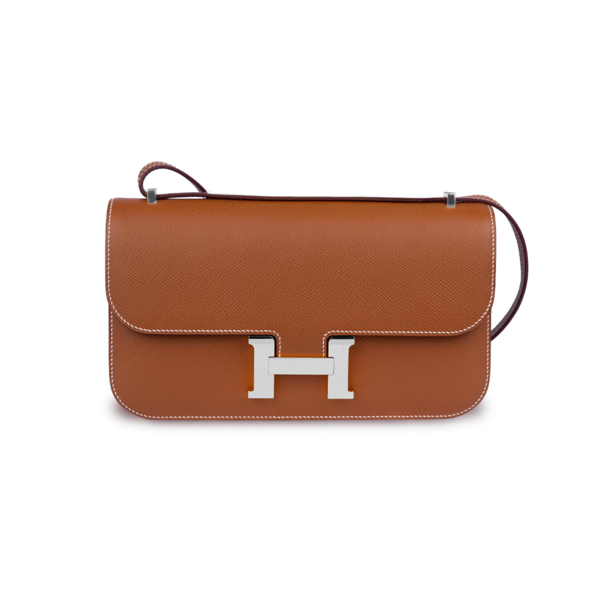 حقيبة هيرمس كونستانس إيلان بني بإطارات فضية