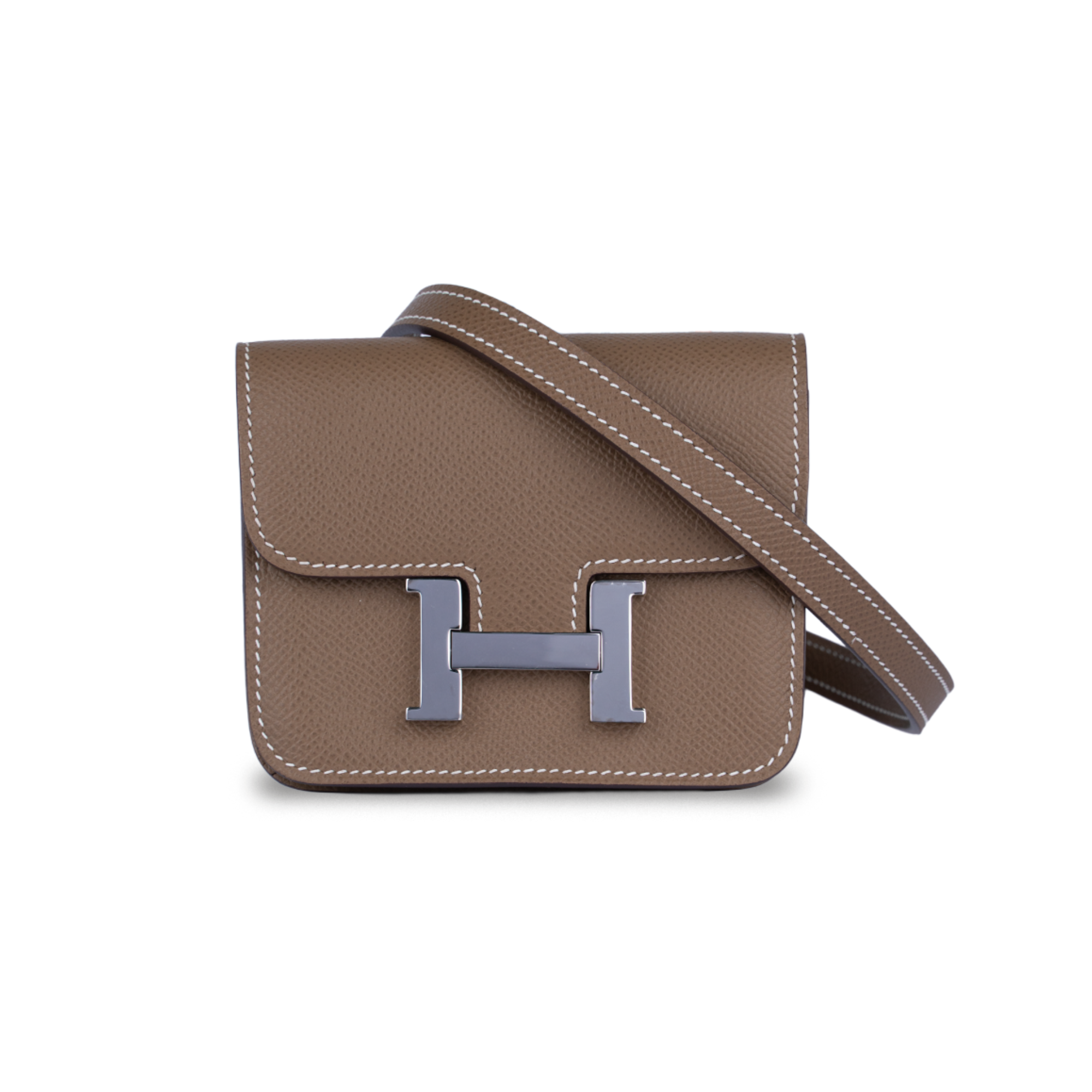 محفظة هيرمس كونستانس رمادي قصدير