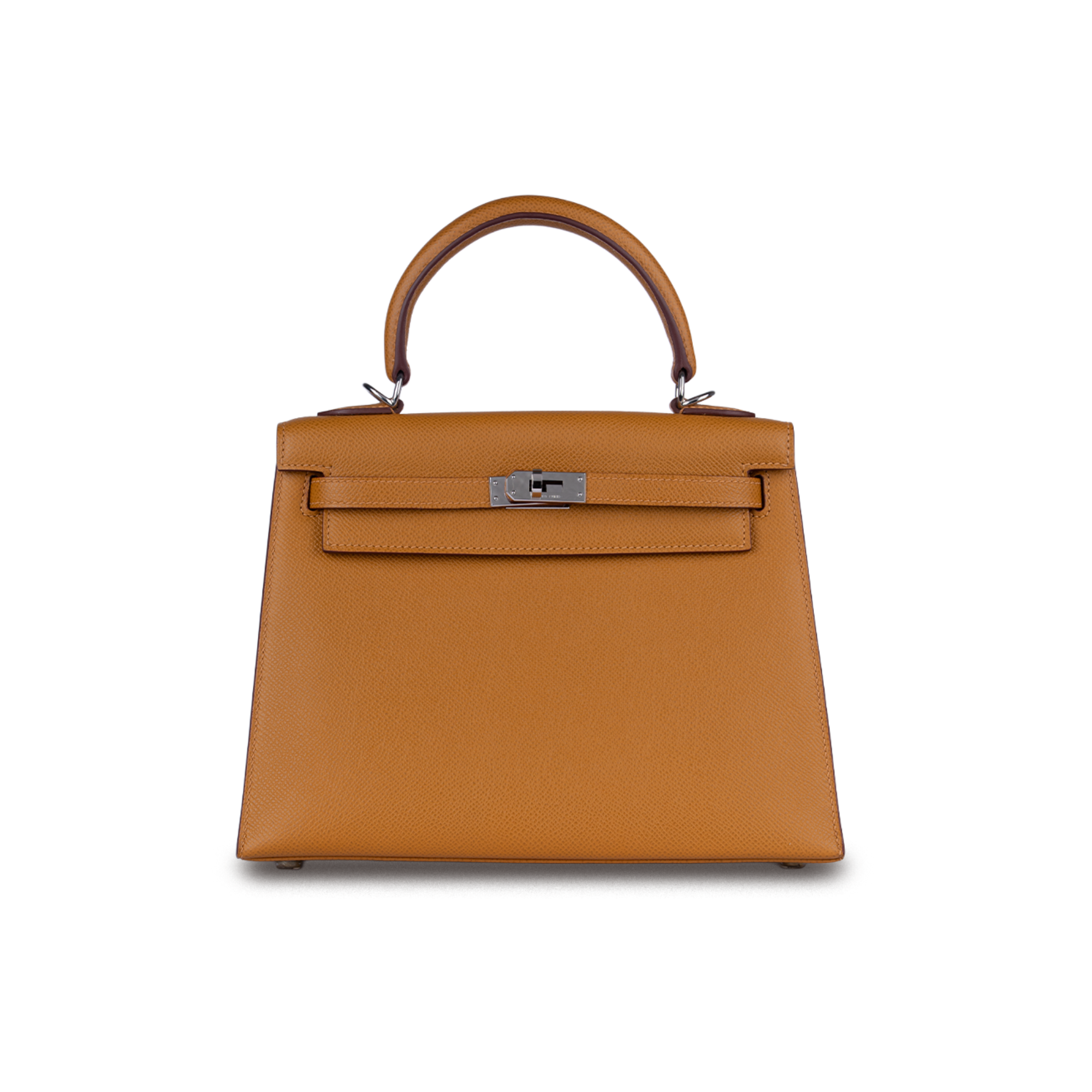 حقيبة هيرمس كيلي 25 إبسوم ذهبية إطارات فضية