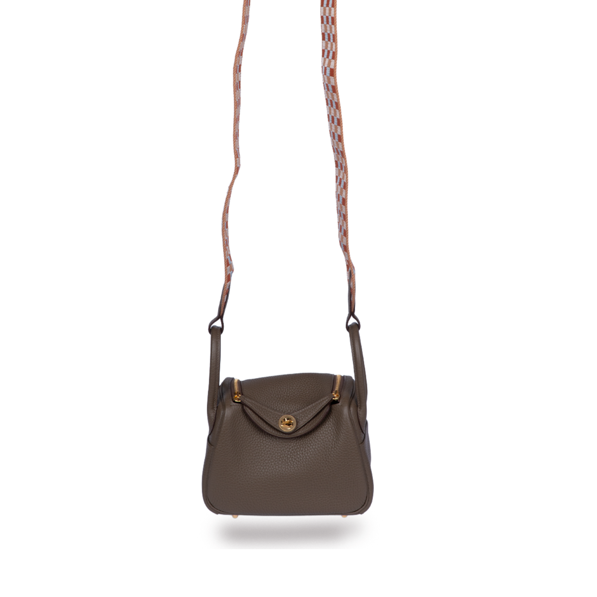 حقيبة هيرمس ليندي ميني رمادي بني دافئ