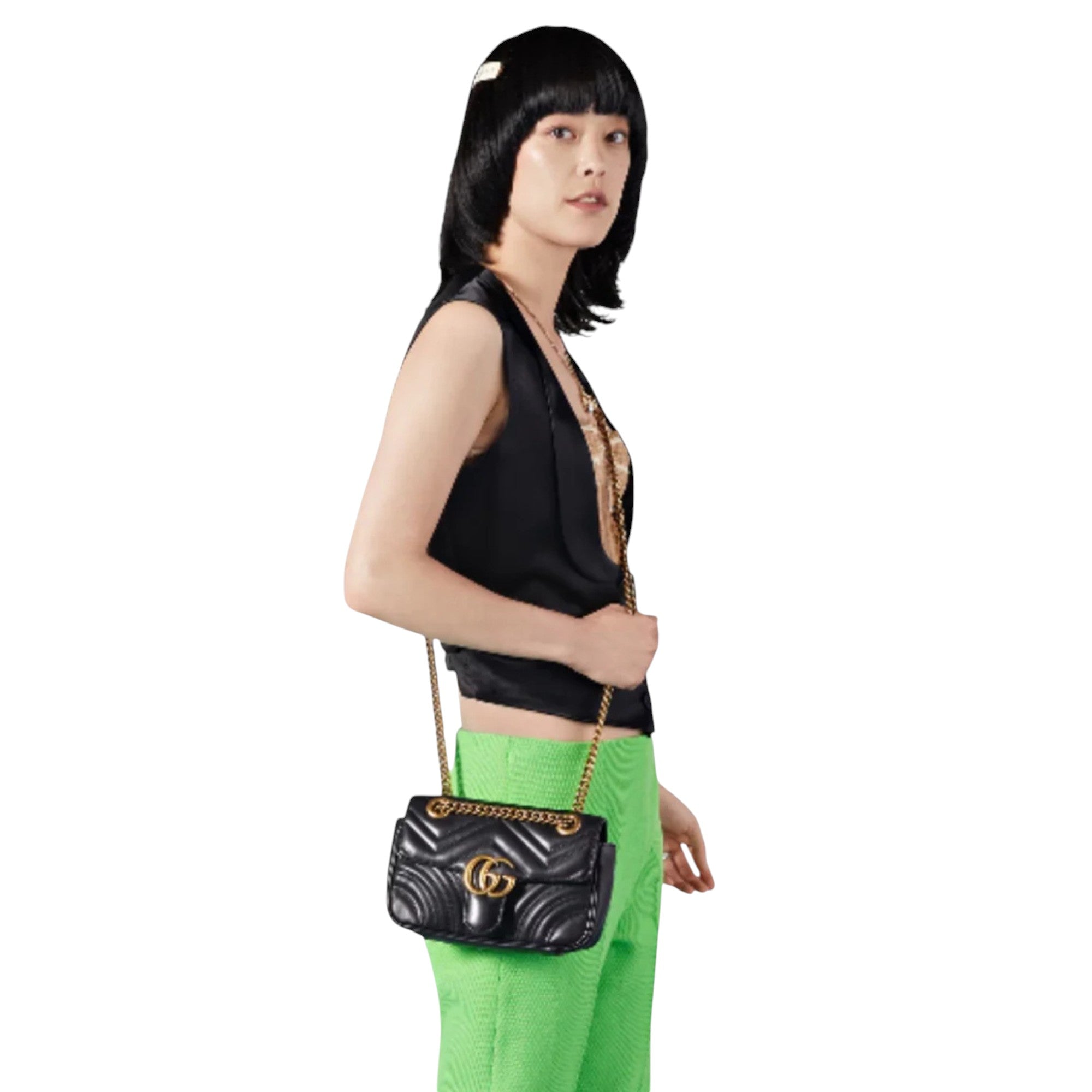 حقيبة غوتشي GG مارمونت ماتيلاسيه ميني أسود